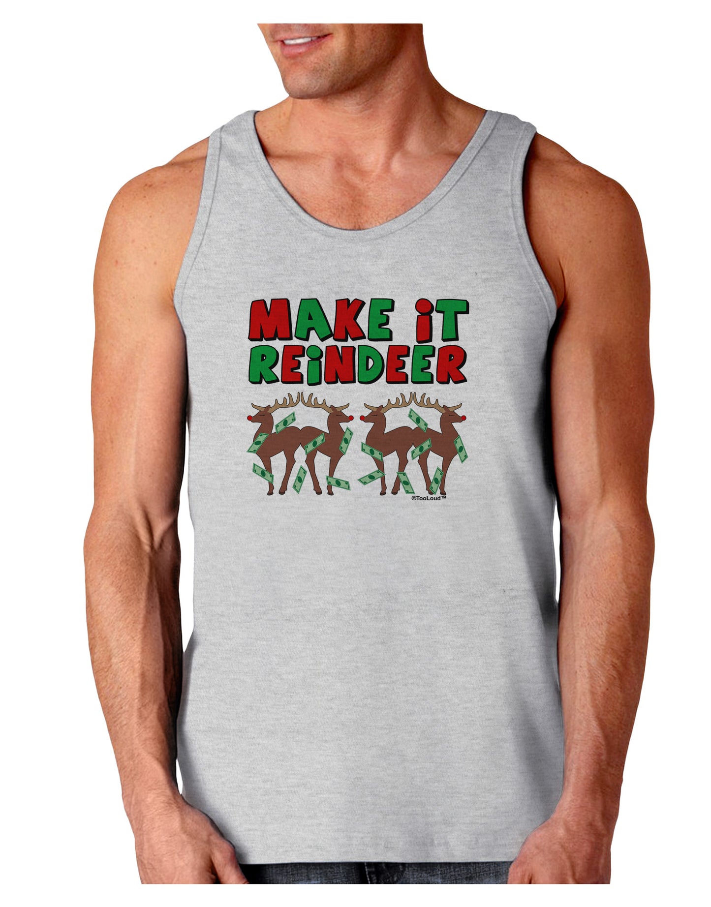 Make It Reindeer Loose Tank Top-Loose Tank Top-TooLoud-AshGray-Small-Davson Sales