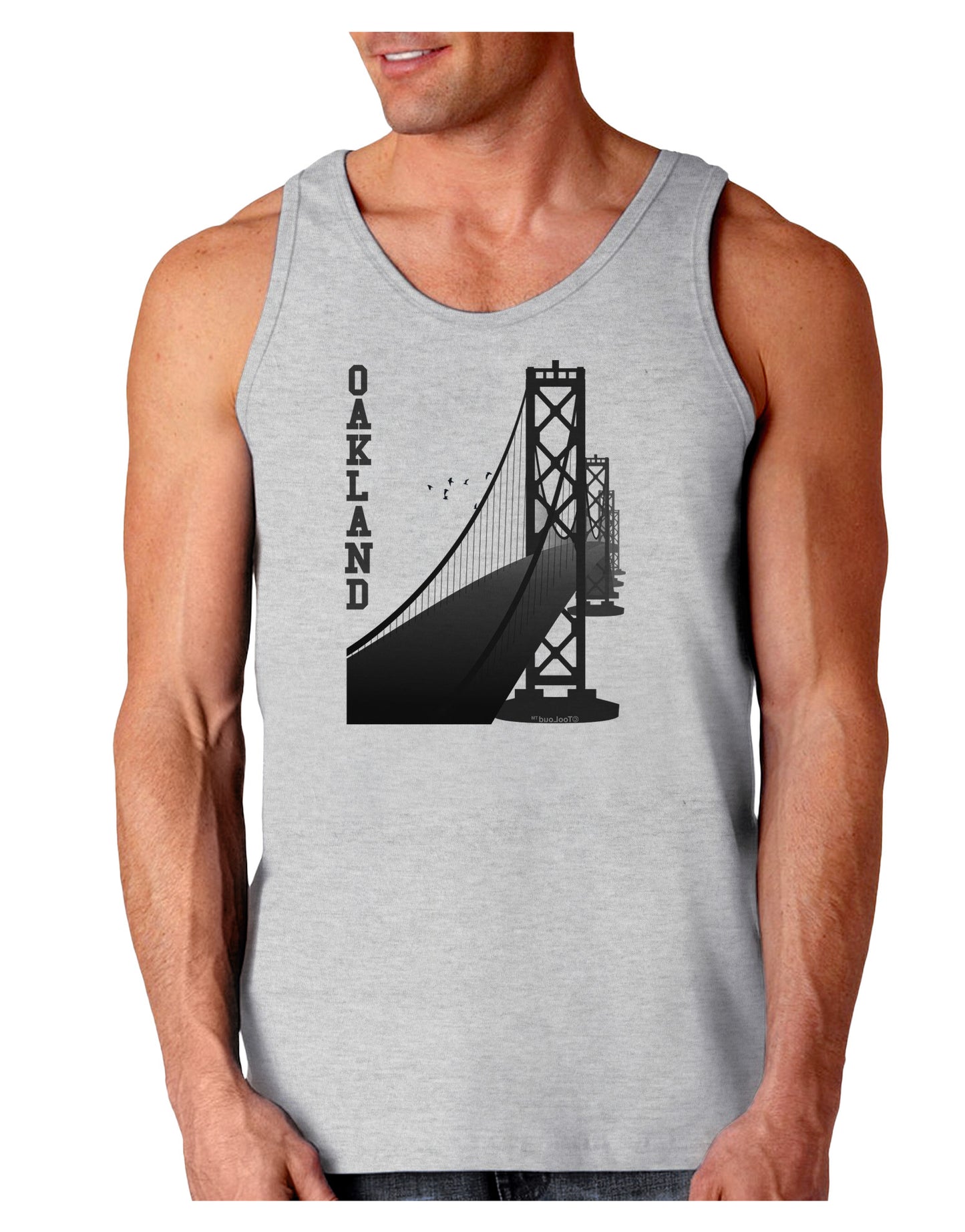 Oakland Text Bay Bridge Loose Tank Top-Loose Tank Top-TooLoud-AshGray-Small-Davson Sales