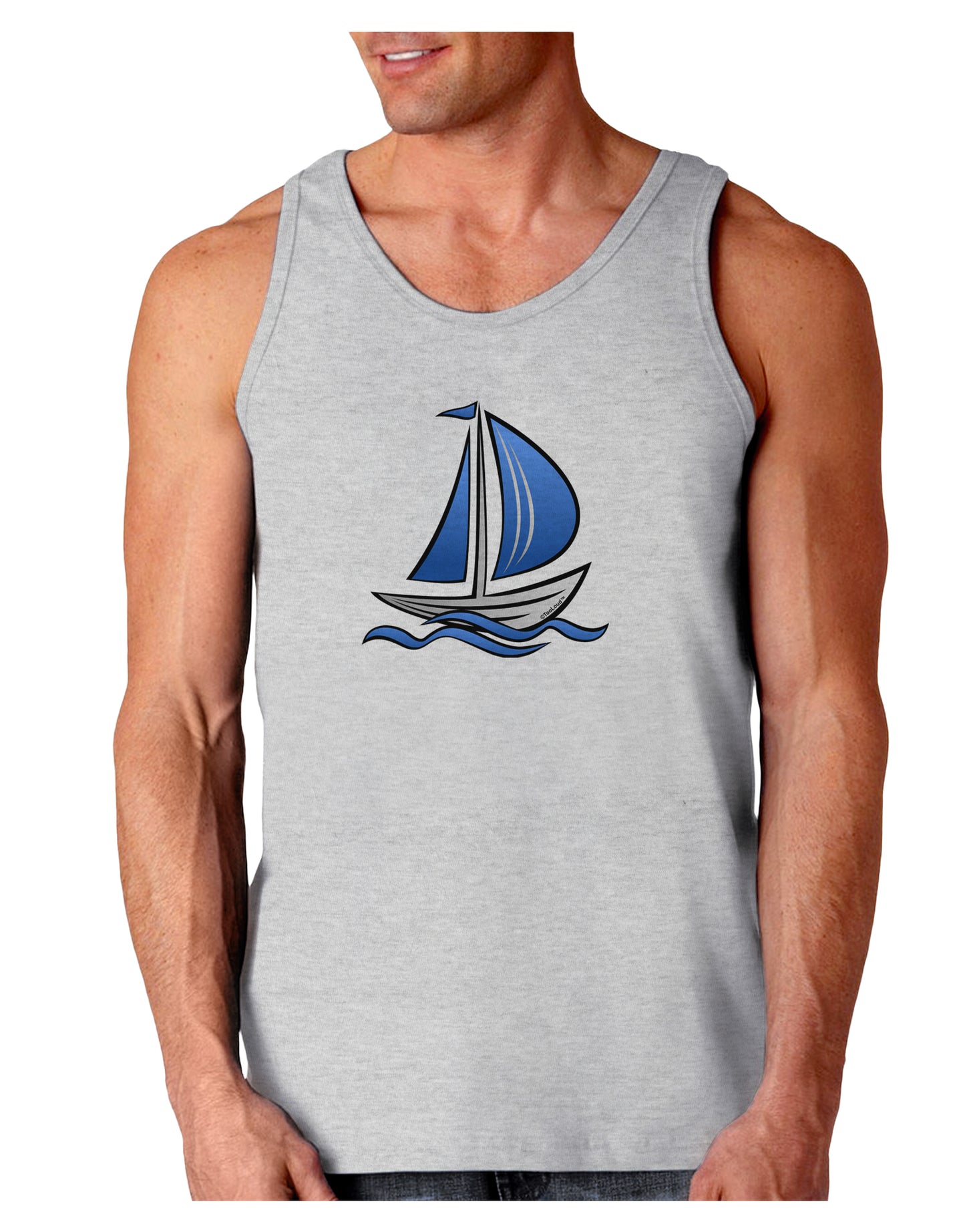 Blue Sailboat Loose Tank Top-Loose Tank Top-TooLoud-AshGray-Small-Davson Sales