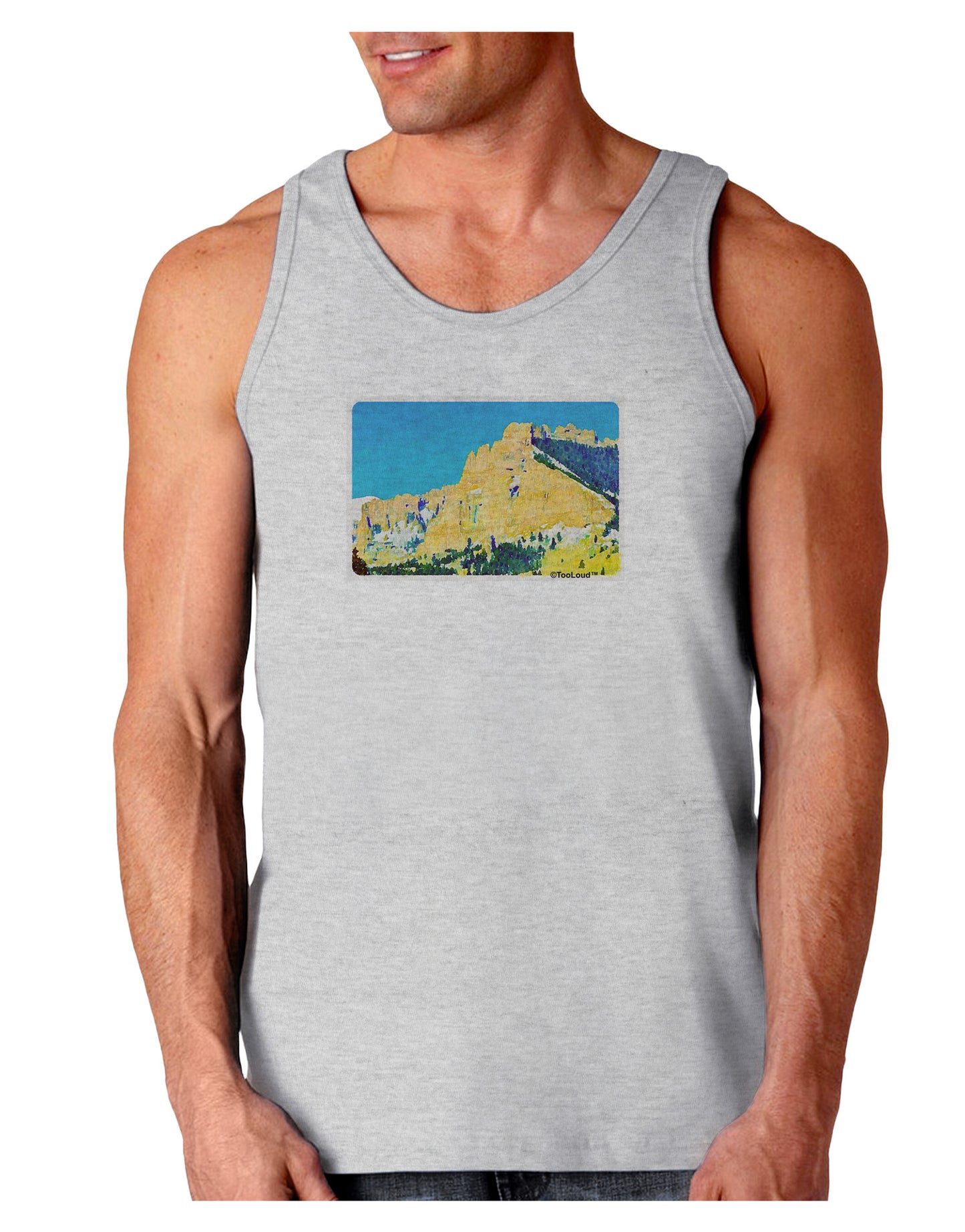 Colorado Snowy Mtns WaterColor Loose Tank Top-Loose Tank Top-TooLoud-AshGray-Small-Davson Sales