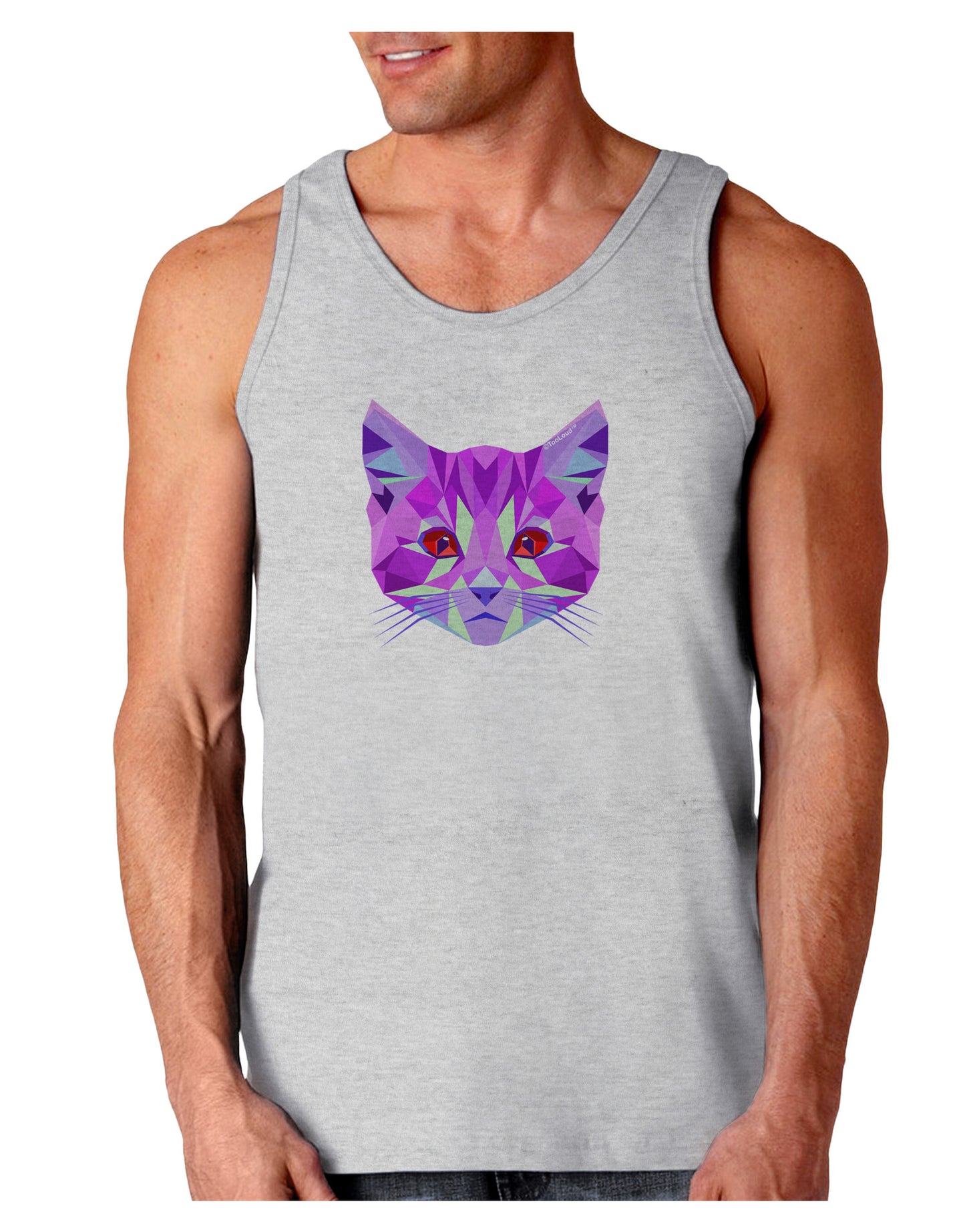 Geometric Kitty Purple Loose Tank Top-Loose Tank Top-TooLoud-AshGray-Small-Davson Sales