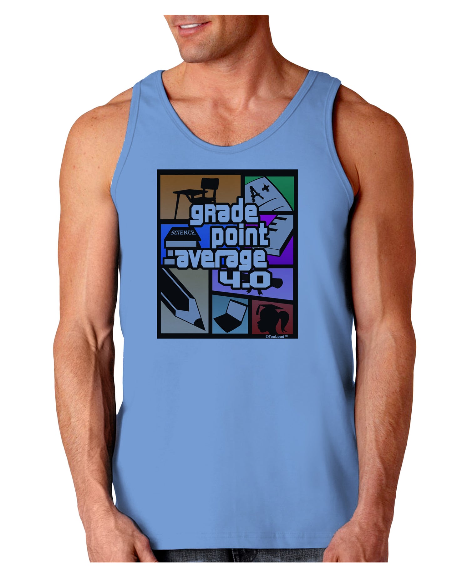 GPA 4 - Grade Point Average Loose Tank Top-Loose Tank Top-TooLoud-CarolinaBlue-Small-Davson Sales