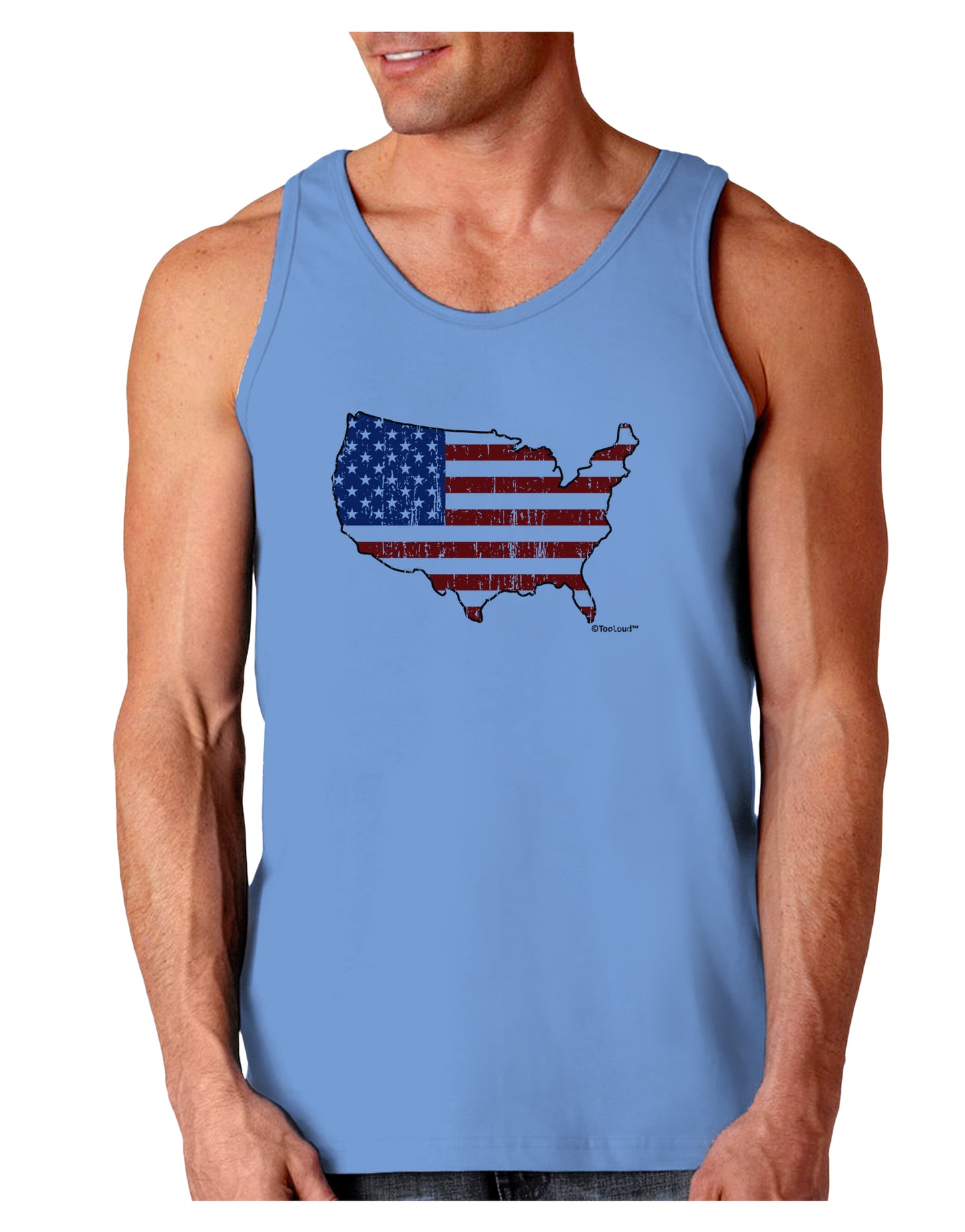 United States Cutout - American Flag Distressed Loose Tank Top by TooLoud-Loose Tank Top-TooLoud-CarolinaBlue-Small-Davson Sales