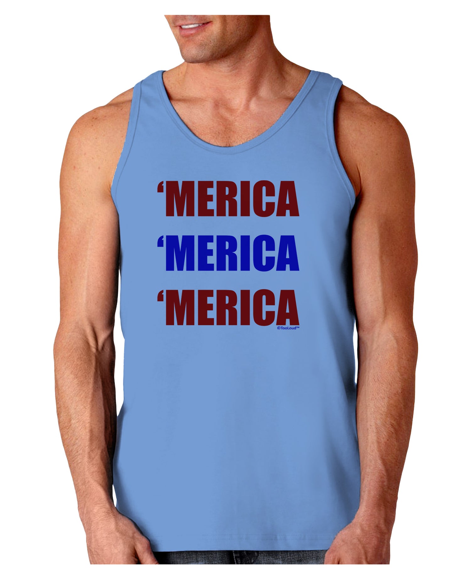 Merica Merica Merica - Red and Blue Loose Tank Top-Loose Tank Top-TooLoud-CarolinaBlue-Small-Davson Sales