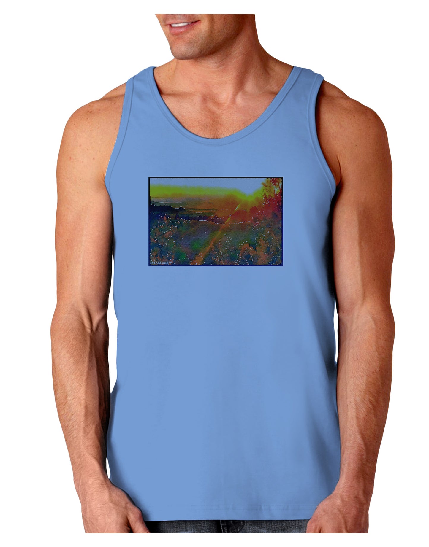 Colorado Sunset Watercolor Loose Tank Top-Loose Tank Top-TooLoud-CarolinaBlue-Small-Davson Sales