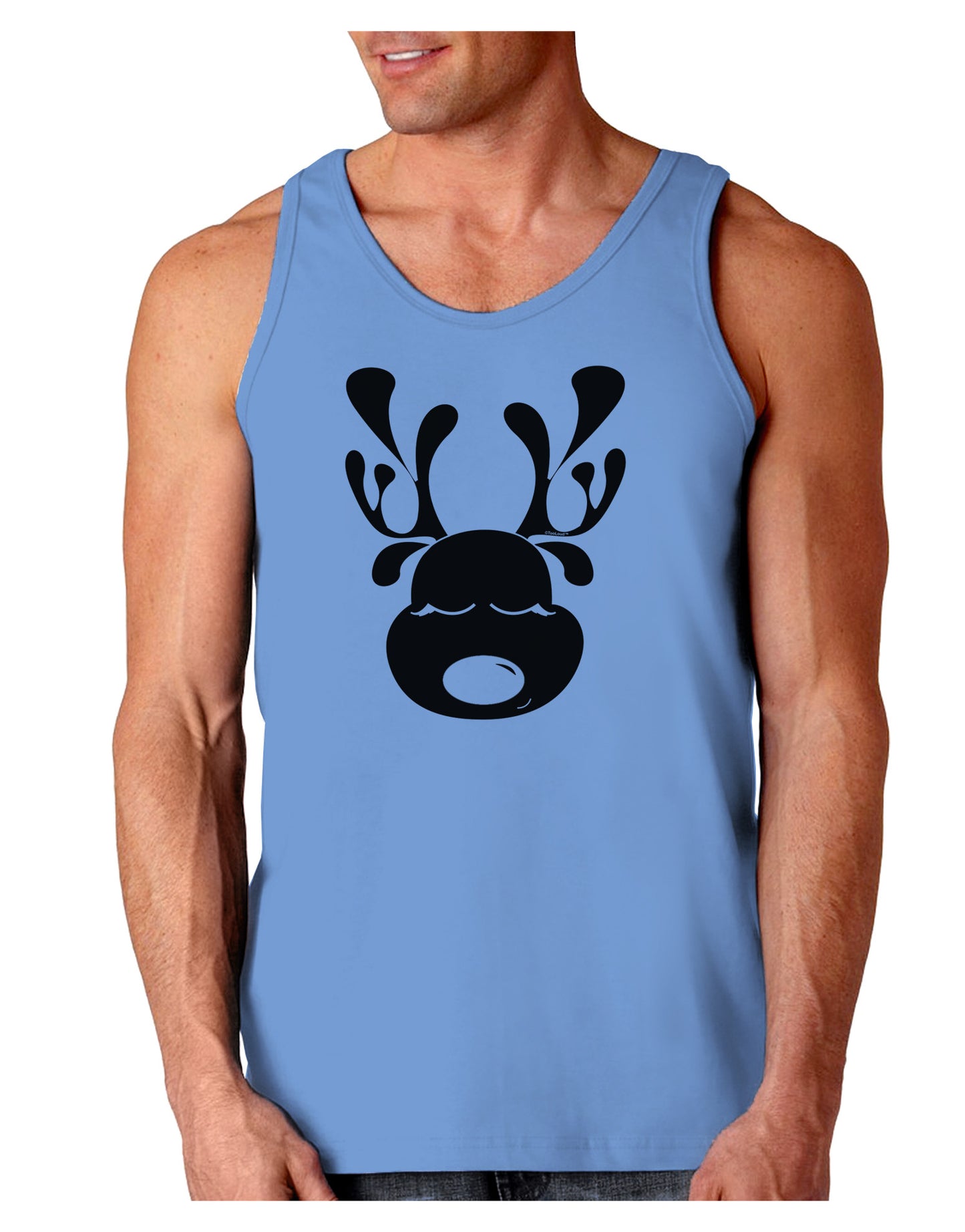 Cute Black Reindeer Face Christmas Loose Tank Top-Loose Tank Top-TooLoud-CarolinaBlue-Small-Davson Sales