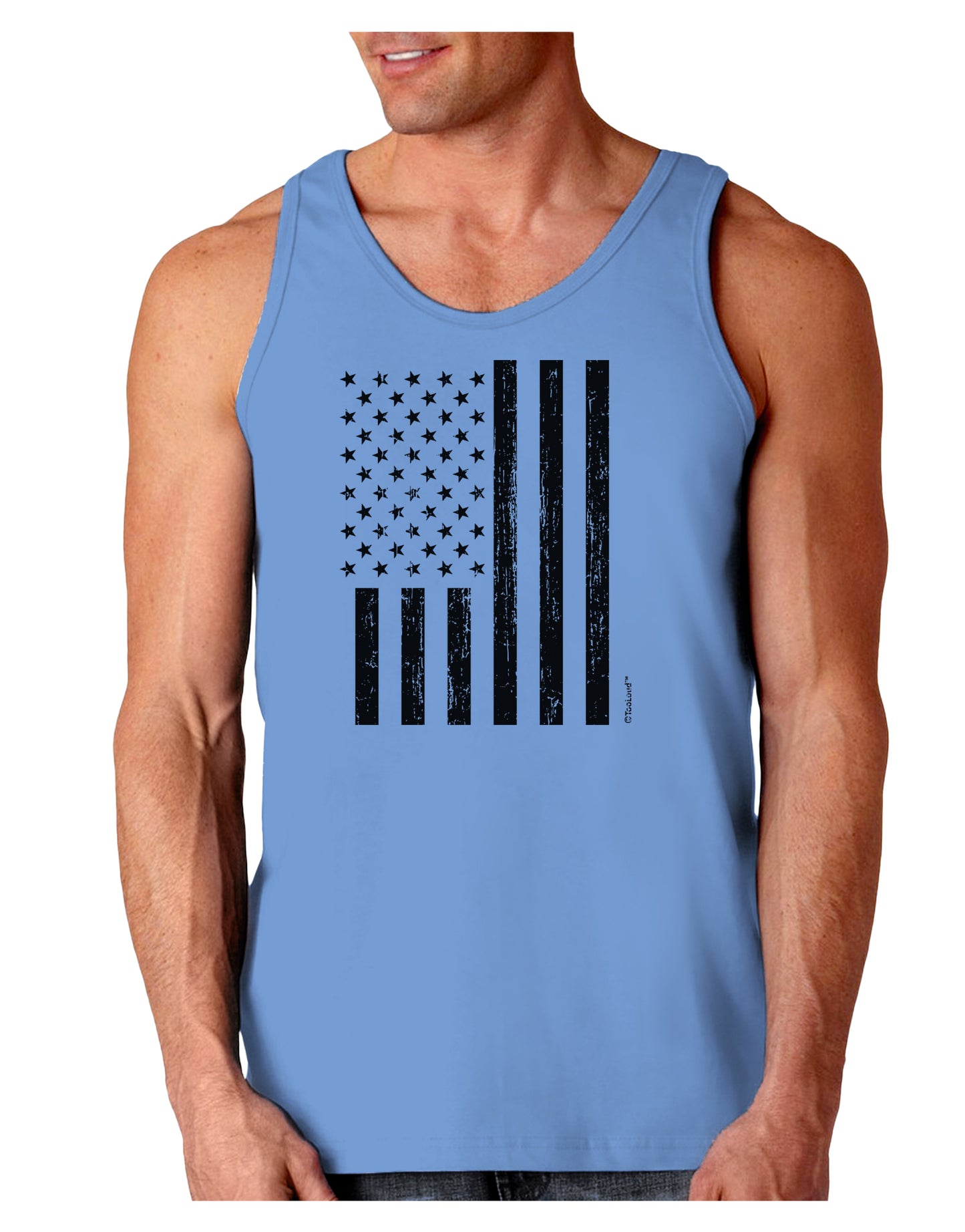 Stamp Style American Flag - Distressed Loose Tank Top by TooLoud-Loose Tank Top-TooLoud-CarolinaBlue-Small-Davson Sales