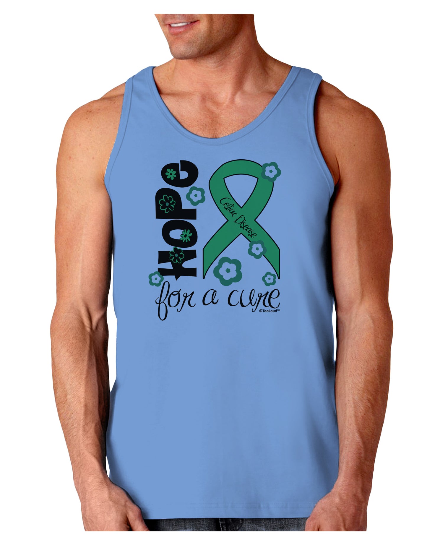 Hope for a Cure - Light Green Ribbon Celiac Disease - Flowers Loose Tank Top-Loose Tank Top-TooLoud-CarolinaBlue-Small-Davson Sales