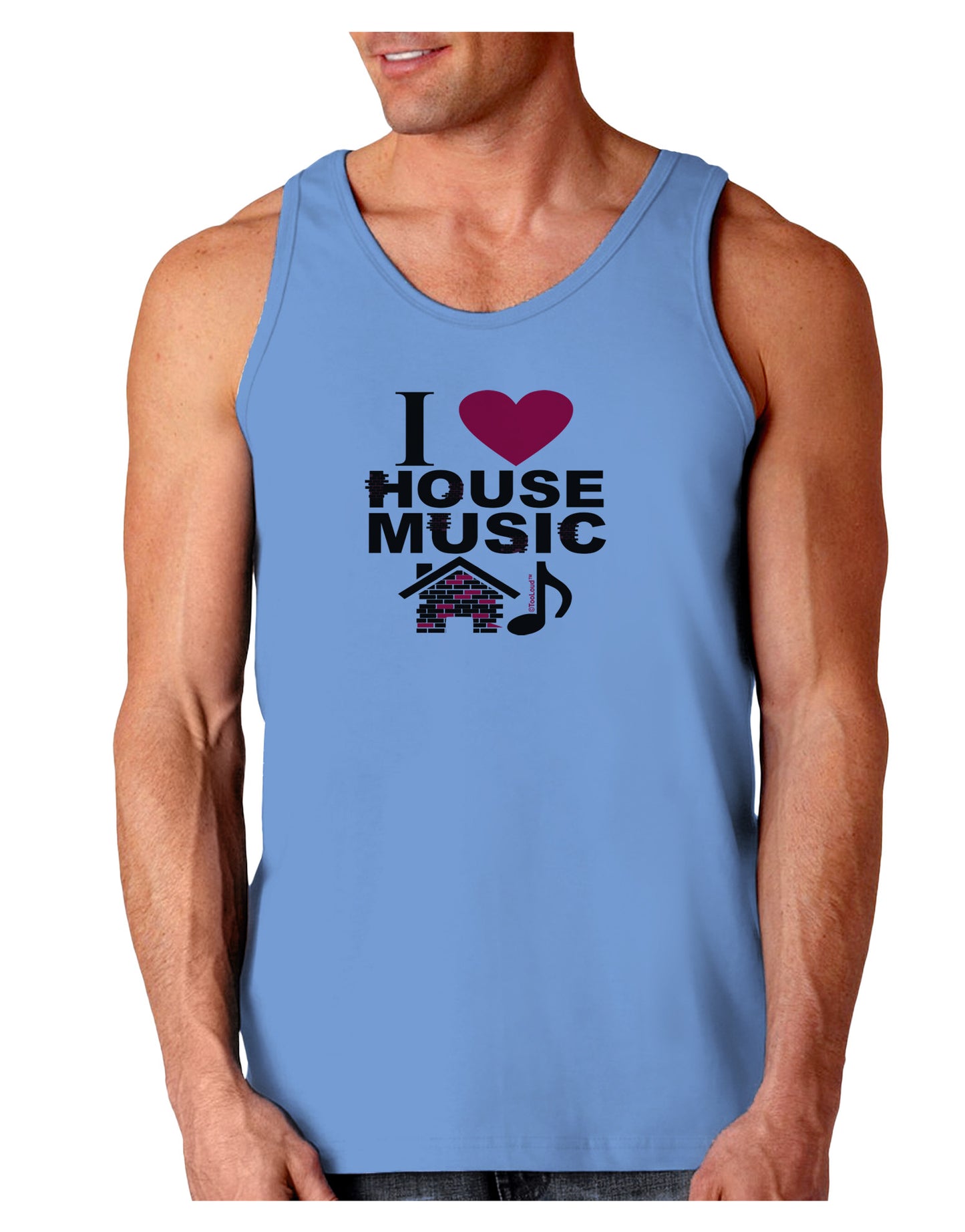 I Love House Pink Loose Tank Top-Loose Tank Top-TooLoud-CarolinaBlue-Small-Davson Sales