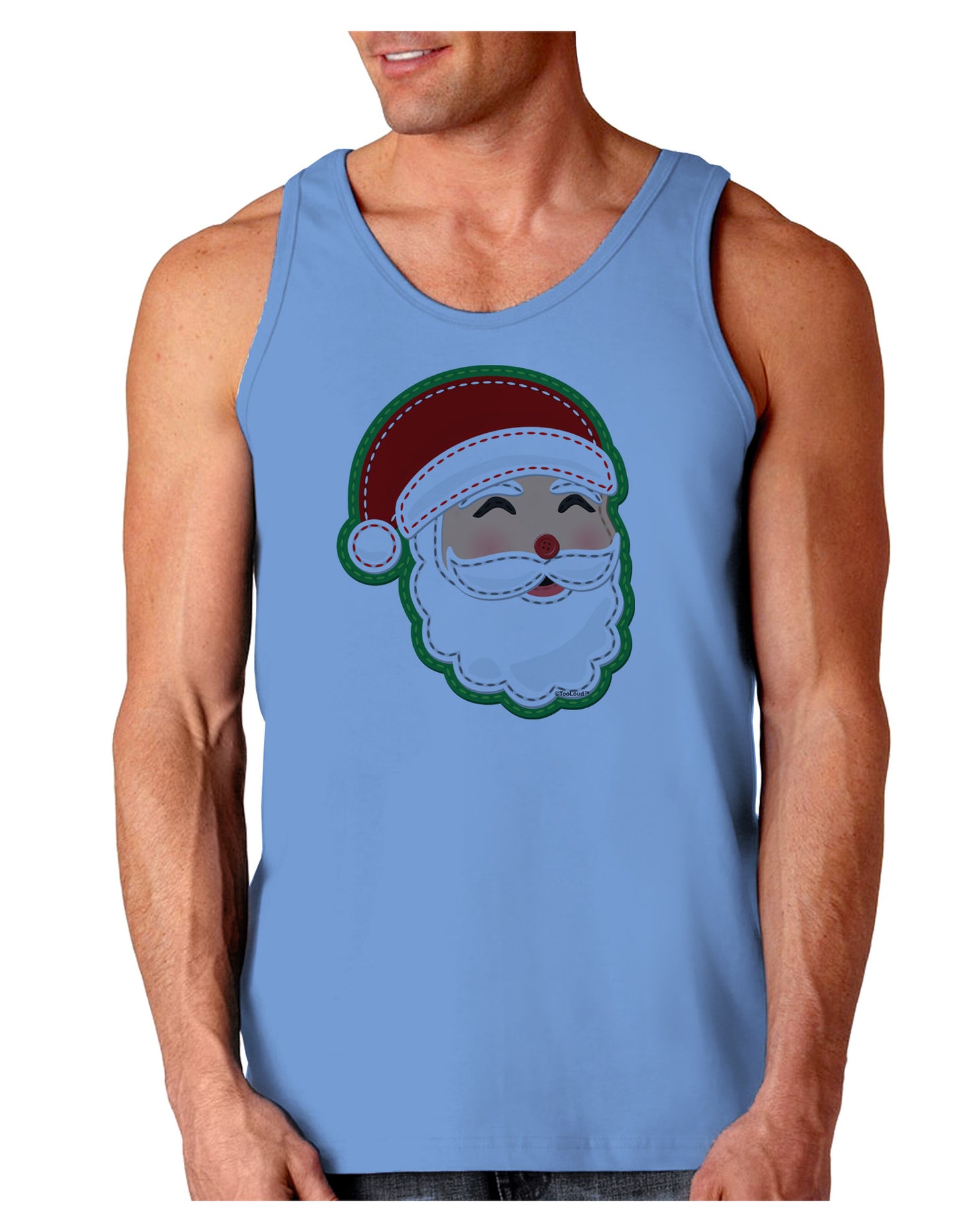 Cute Santa Claus Face Faux Applique Loose Tank Top-Loose Tank Top-TooLoud-CarolinaBlue-Small-Davson Sales