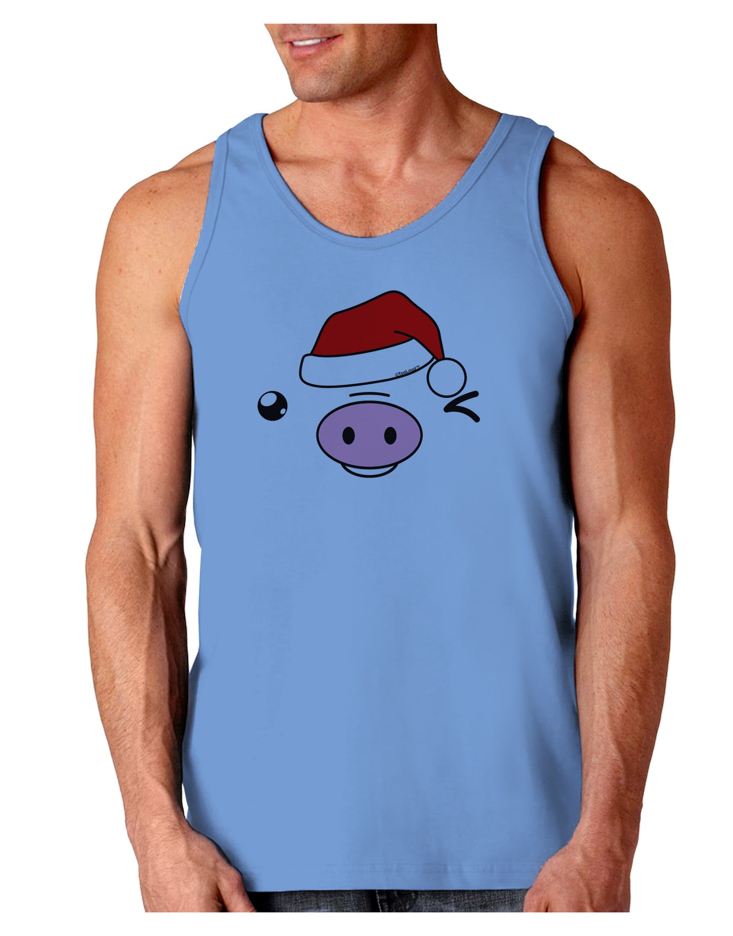 Kyu-T Face Oinkz Santa Hat Boy Pig Loose Tank Top-Loose Tank Top-TooLoud-CarolinaBlue-Small-Davson Sales