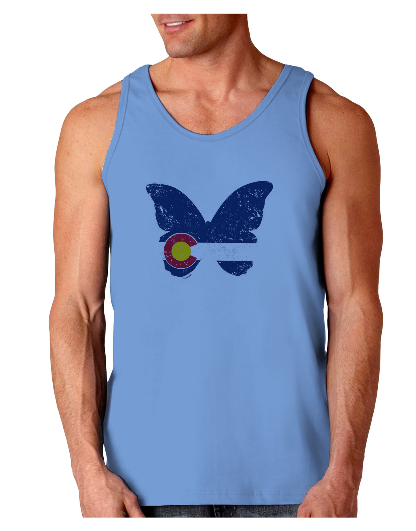 Grunge Colorado Butterfly Flag Loose Tank Top-Mens-LooseTanktops-TooLoud-CarolinaBlue-Small-Davson Sales