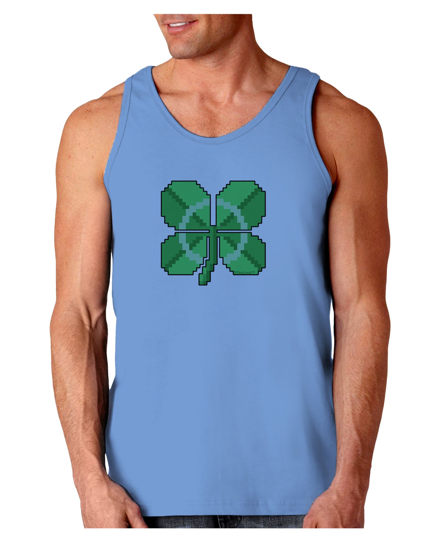 Pixel Four Leaf Clover Loose Tank Top-Loose Tank Top-TooLoud-CarolinaBlue-Small-Davson Sales