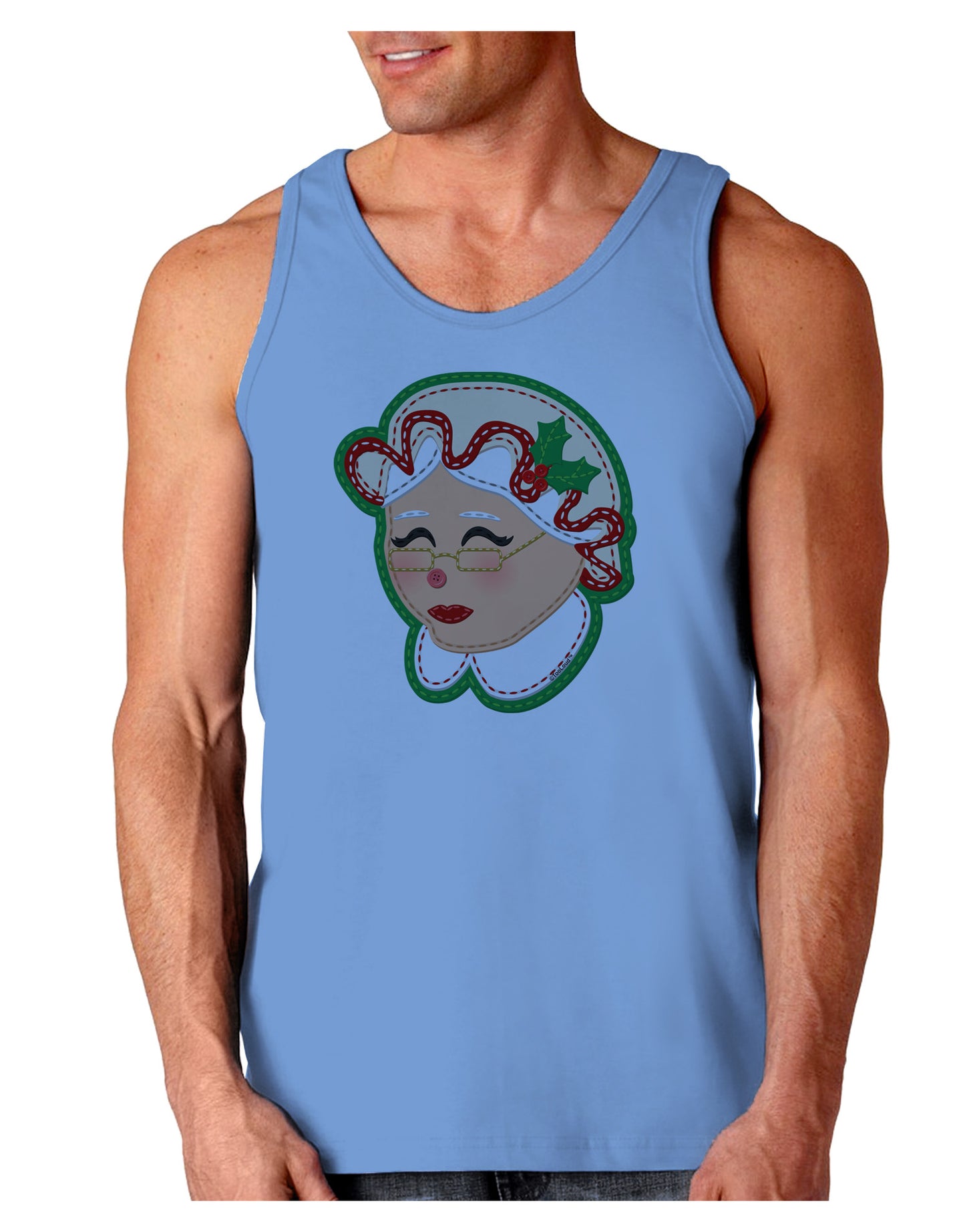 Cute Mrs Claus Face Faux Applique Loose Tank Top-Loose Tank Top-TooLoud-CarolinaBlue-Small-Davson Sales