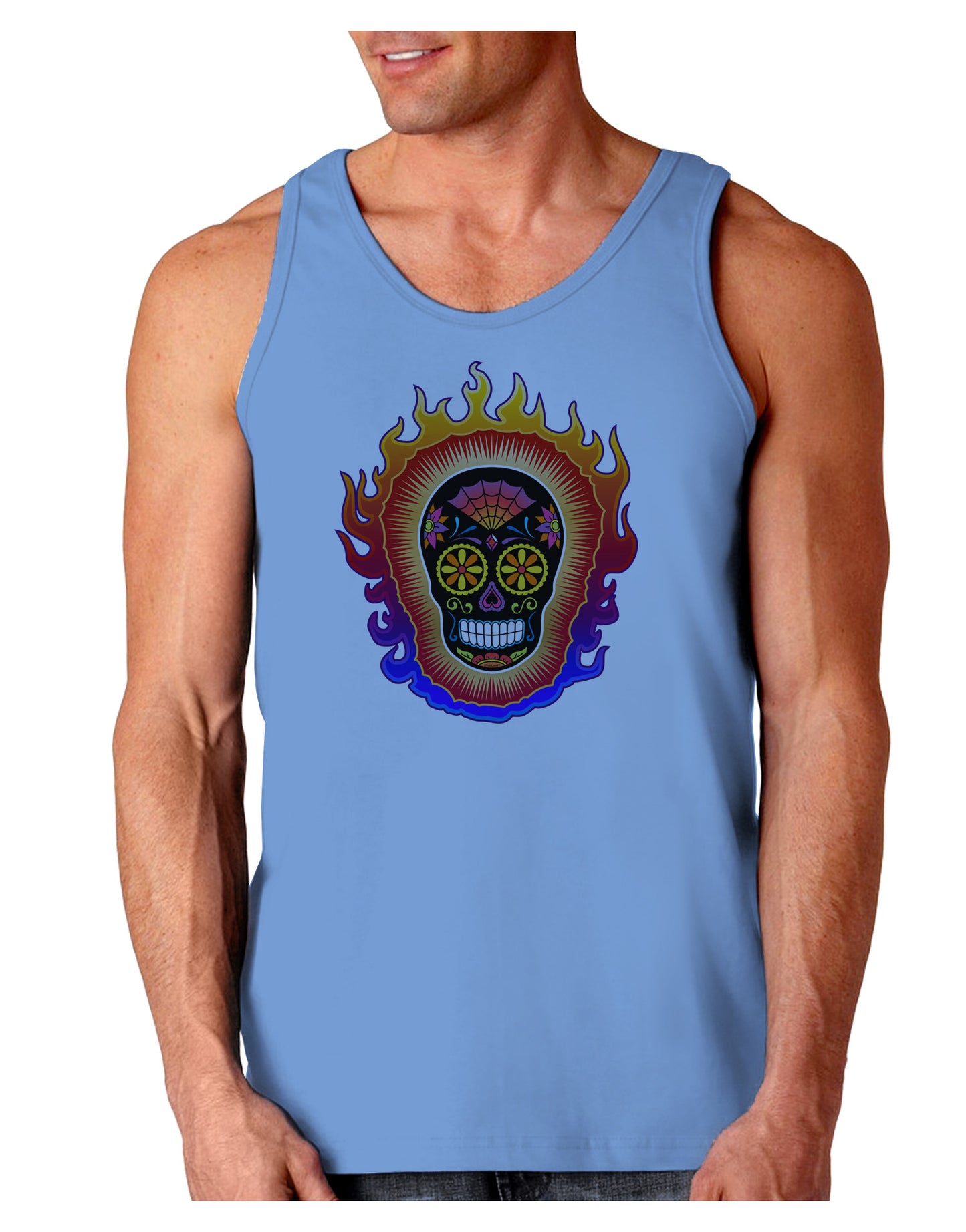 Sacred Calavera Day of the Dead Sugar Skull Loose Tank Top-Loose Tank Top-TooLoud-CarolinaBlue-Small-Davson Sales