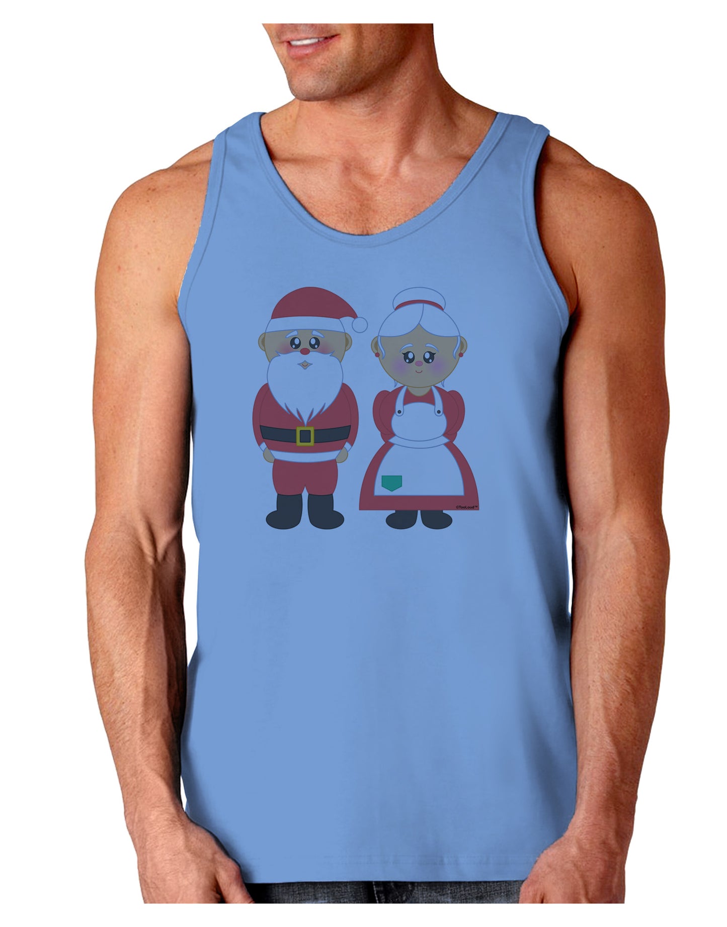 Cute Mr and Mrs Santa Claus Couple Christmas Loose Tank Top-Loose Tank Top-TooLoud-CarolinaBlue-Small-Davson Sales