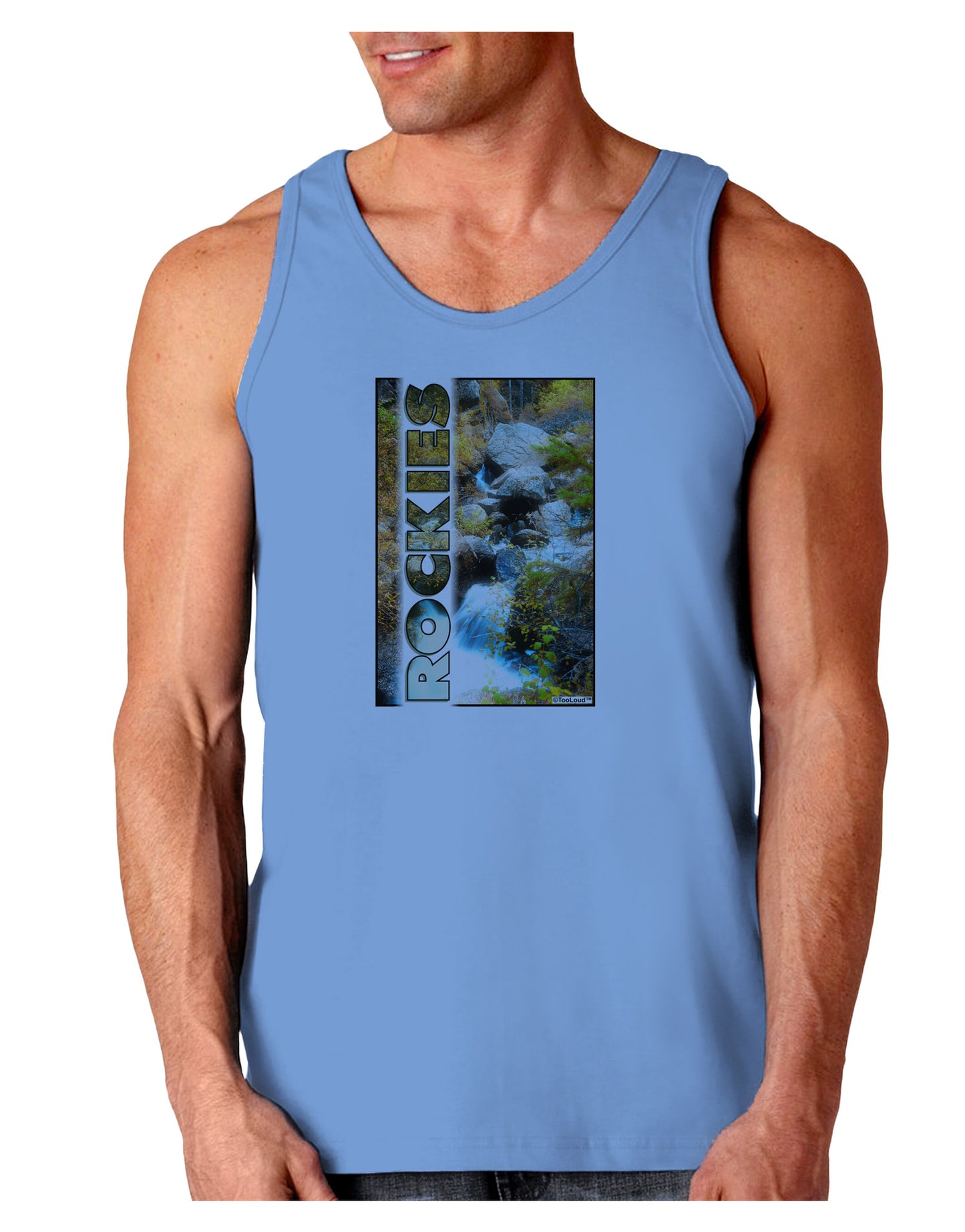 Rockies Waterfall with Text Loose Tank Top-Loose Tank Top-TooLoud-CarolinaBlue-Small-Davson Sales