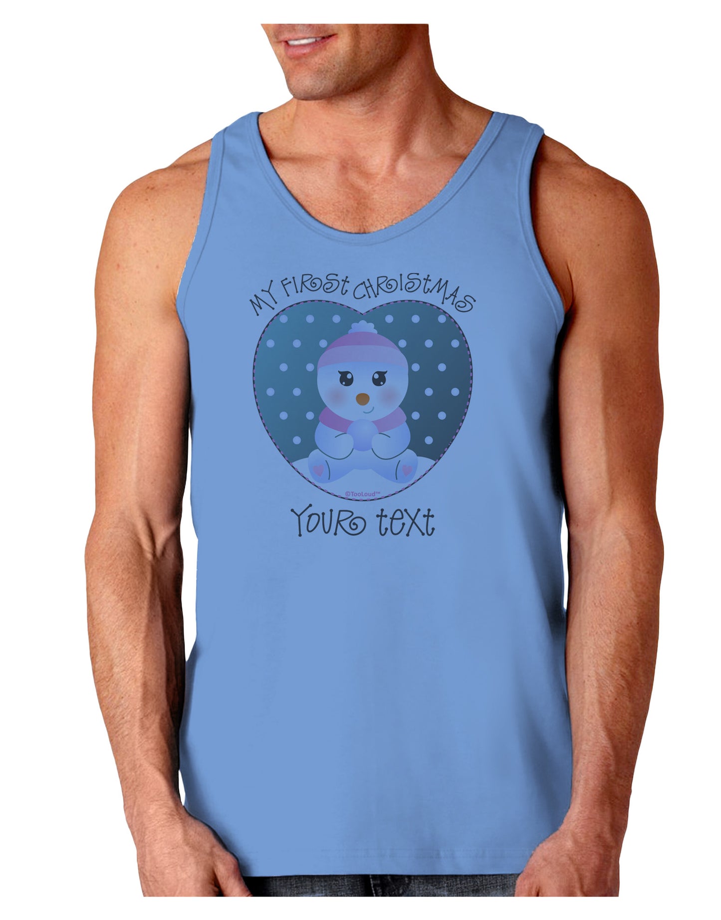 Personalized My First Christmas Snowbaby Girl Loose Tank Top-Loose Tank Top-TooLoud-CarolinaBlue-Small-Davson Sales
