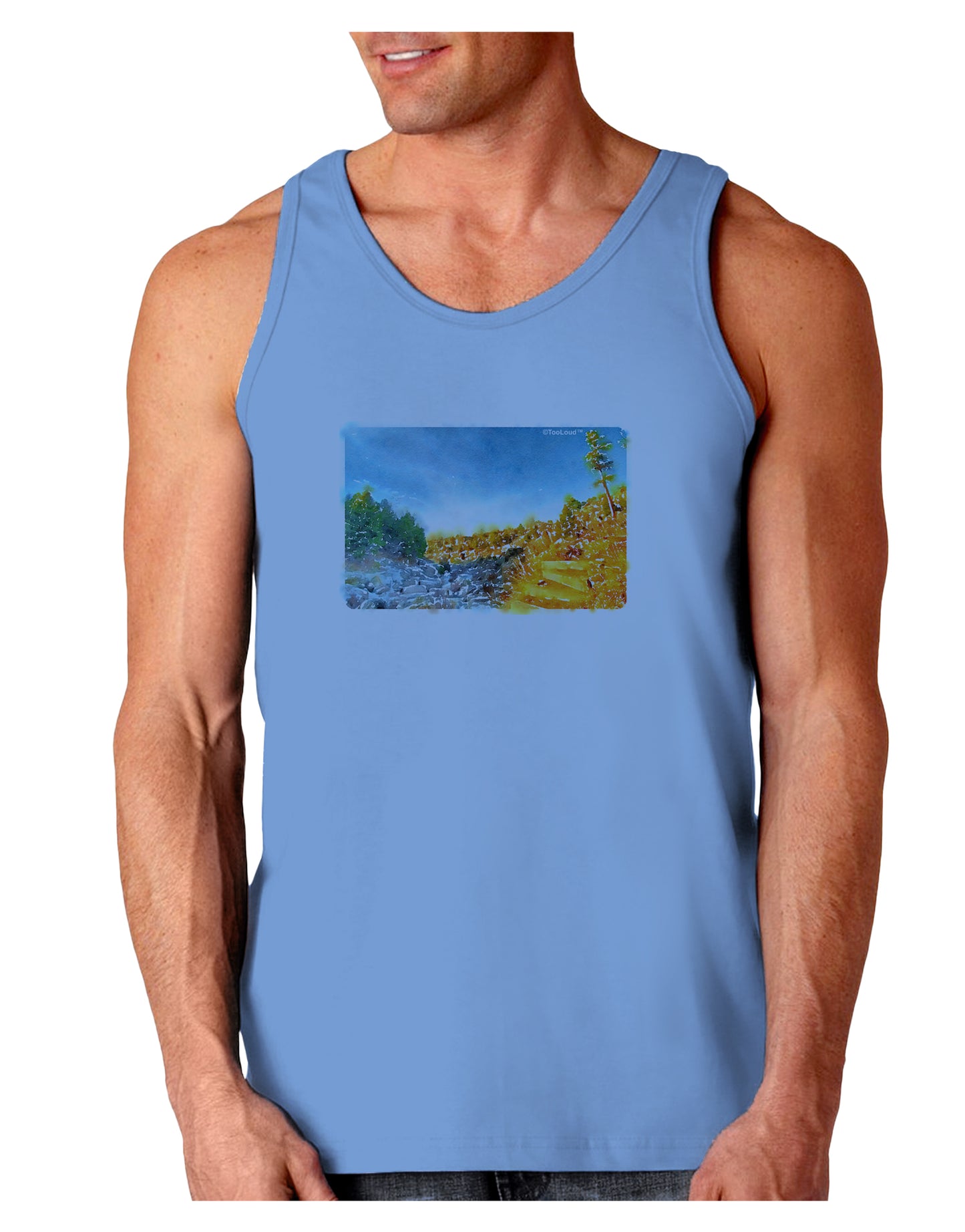 Castlewood Canyon Watercolor Loose Tank Top-Loose Tank Top-TooLoud-CarolinaBlue-Small-Davson Sales
