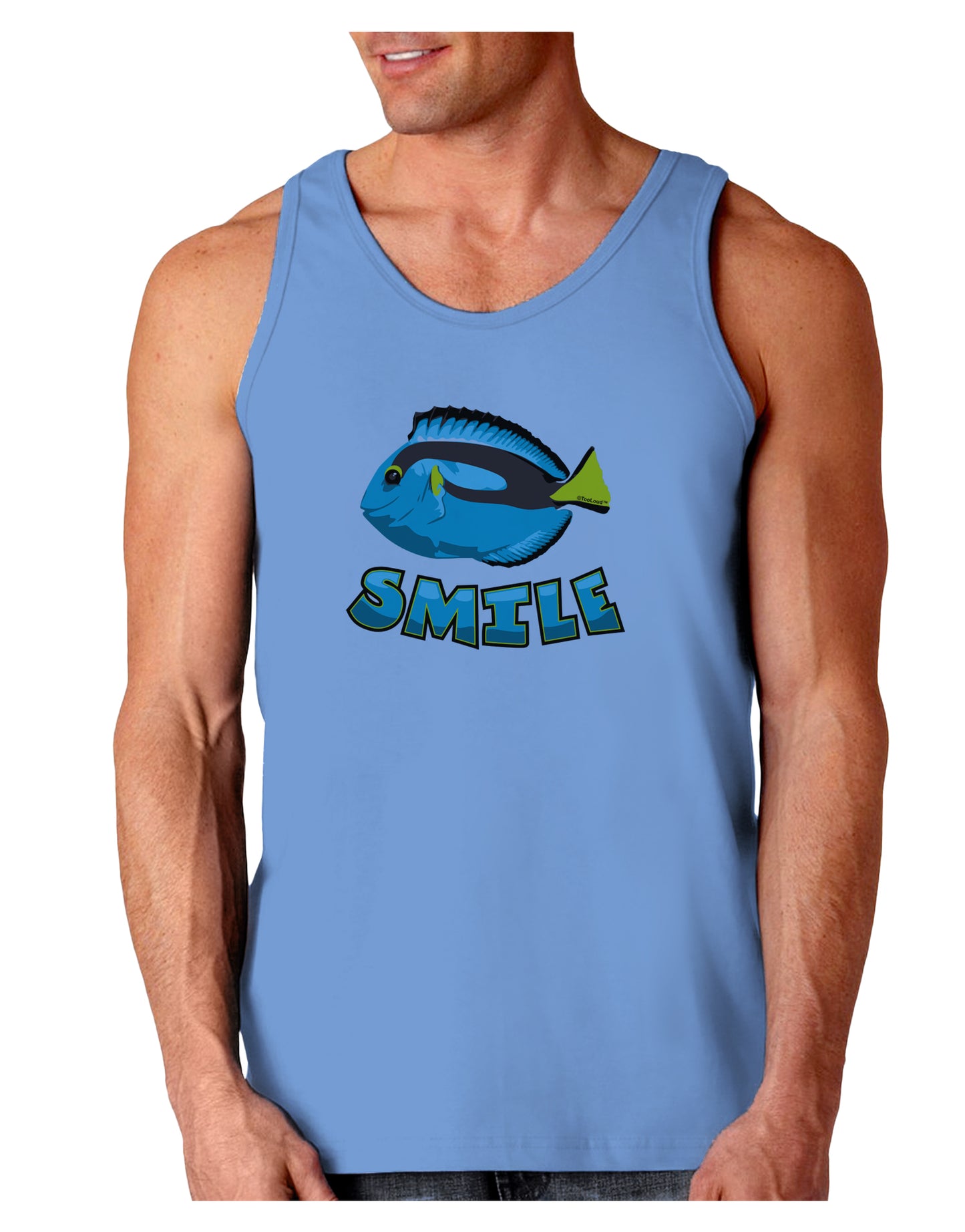 Blue Tang Fish - Smile Loose Tank Top-Loose Tank Top-TooLoud-CarolinaBlue-Small-Davson Sales