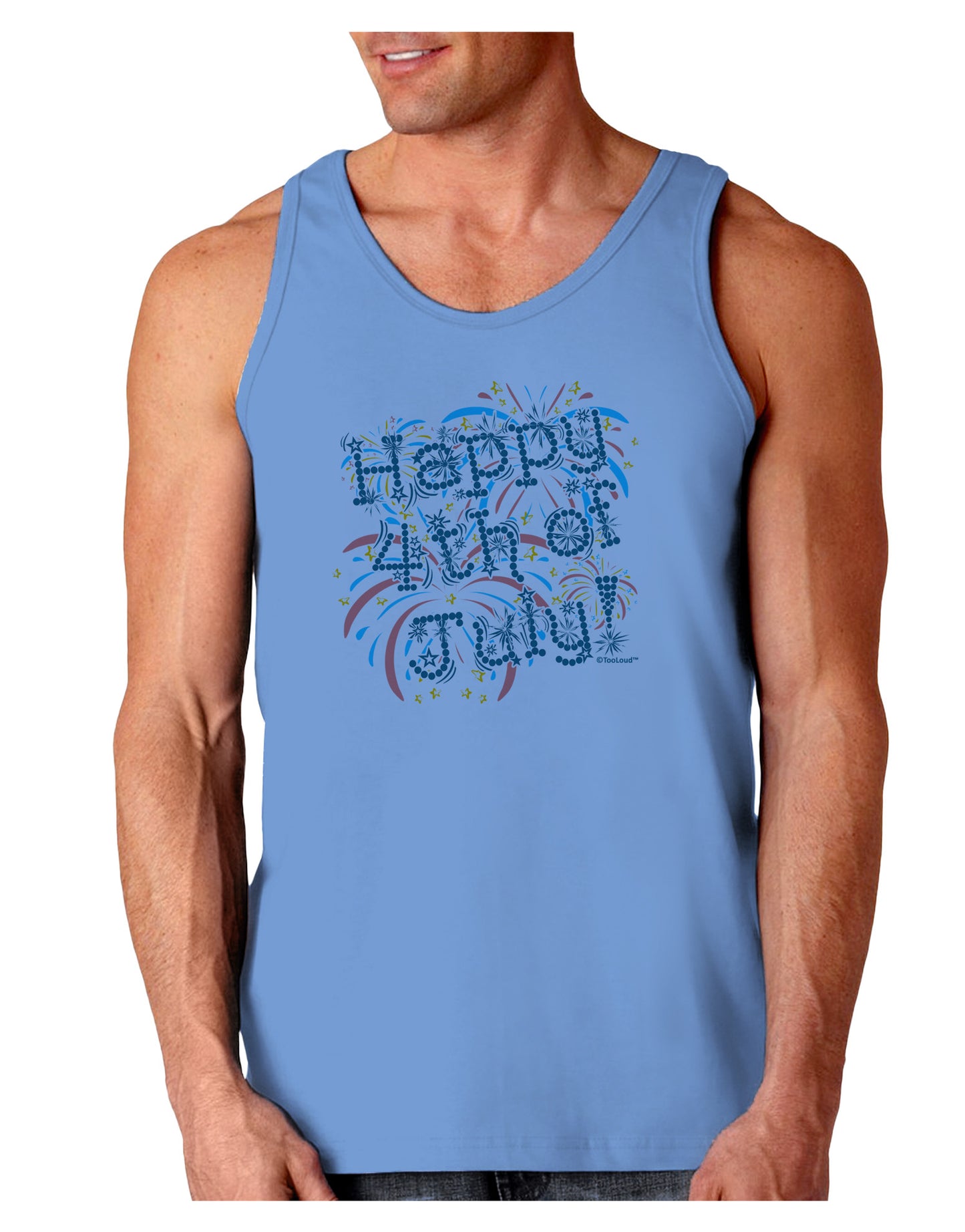 Happy 4th of July - Fireworks Design Loose Tank Top-Loose Tank Top-TooLoud-CarolinaBlue-Small-Davson Sales