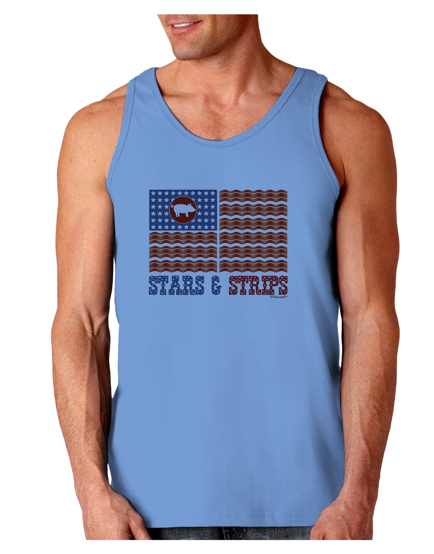 American Bacon Flag - Stars and Strips Loose Tank Top-Loose Tank Top-TooLoud-CarolinaBlue-Small-Davson Sales