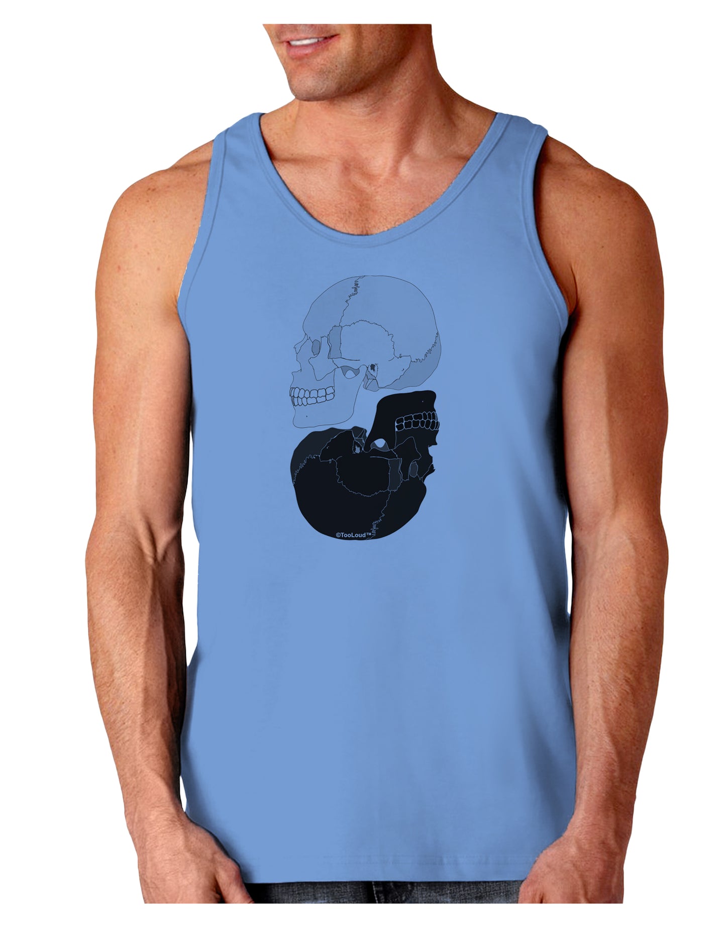 White And Black Inverted Skulls Loose Tank Top by TooLoud-Loose Tank Top-TooLoud-CarolinaBlue-Small-Davson Sales