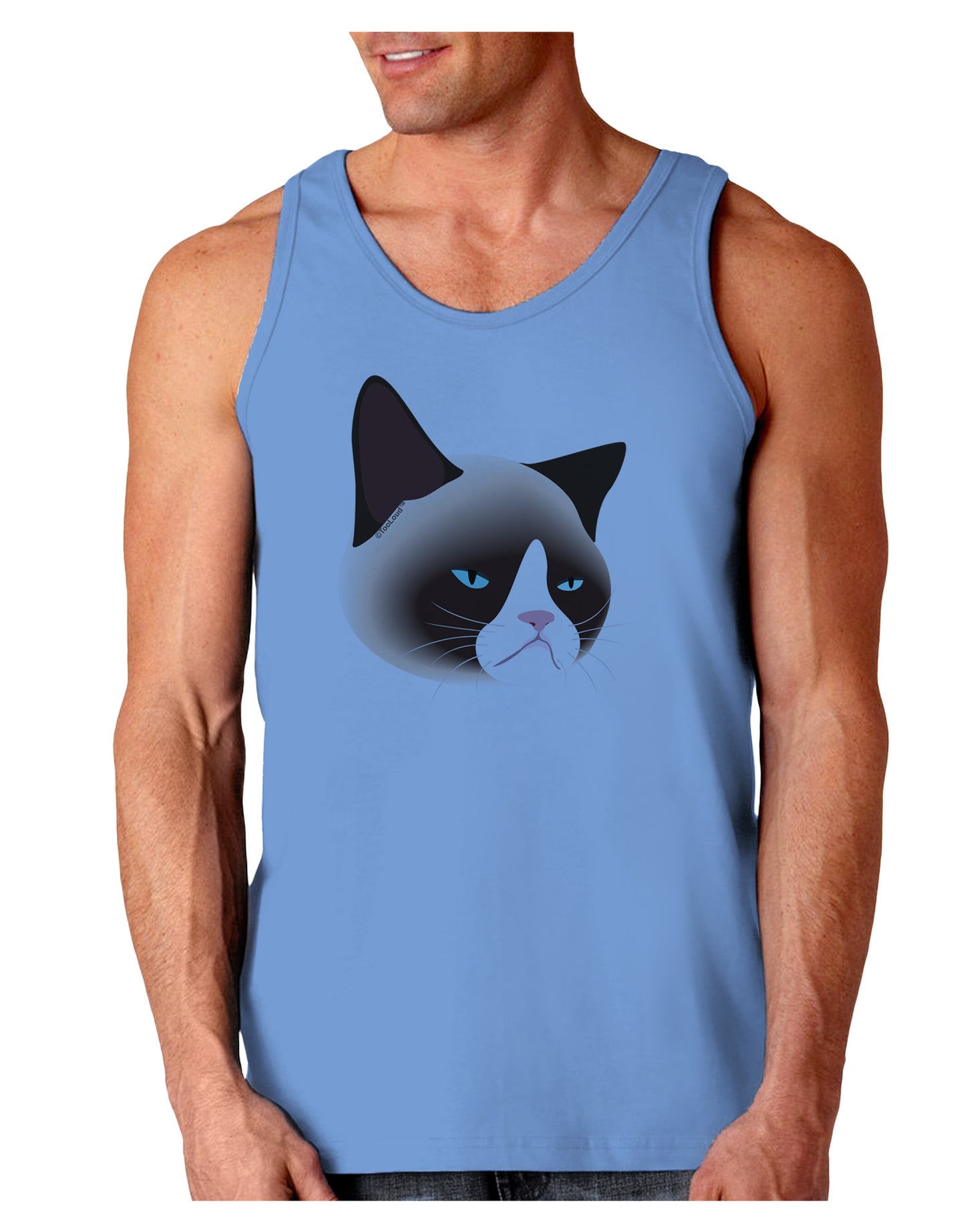 Cute Disgruntled Siamese Cat Loose Tank Top-Loose Tank Top-TooLoud-CarolinaBlue-Small-Davson Sales