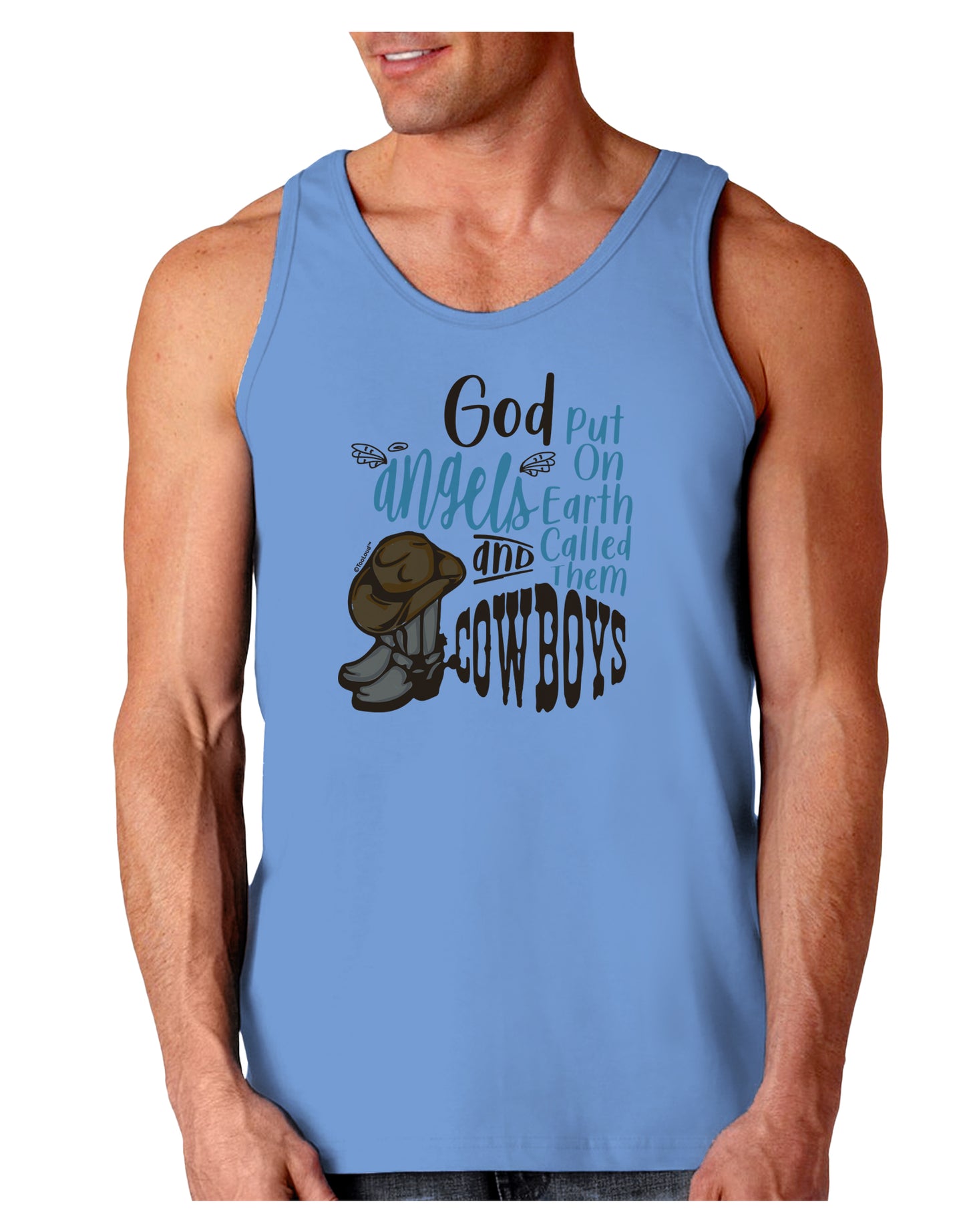 God put Angels on Earth and called them Cowboys Loose Tank Top-Mens-LooseTanktops-TooLoud-CarolinaBlue-Small-Davson Sales