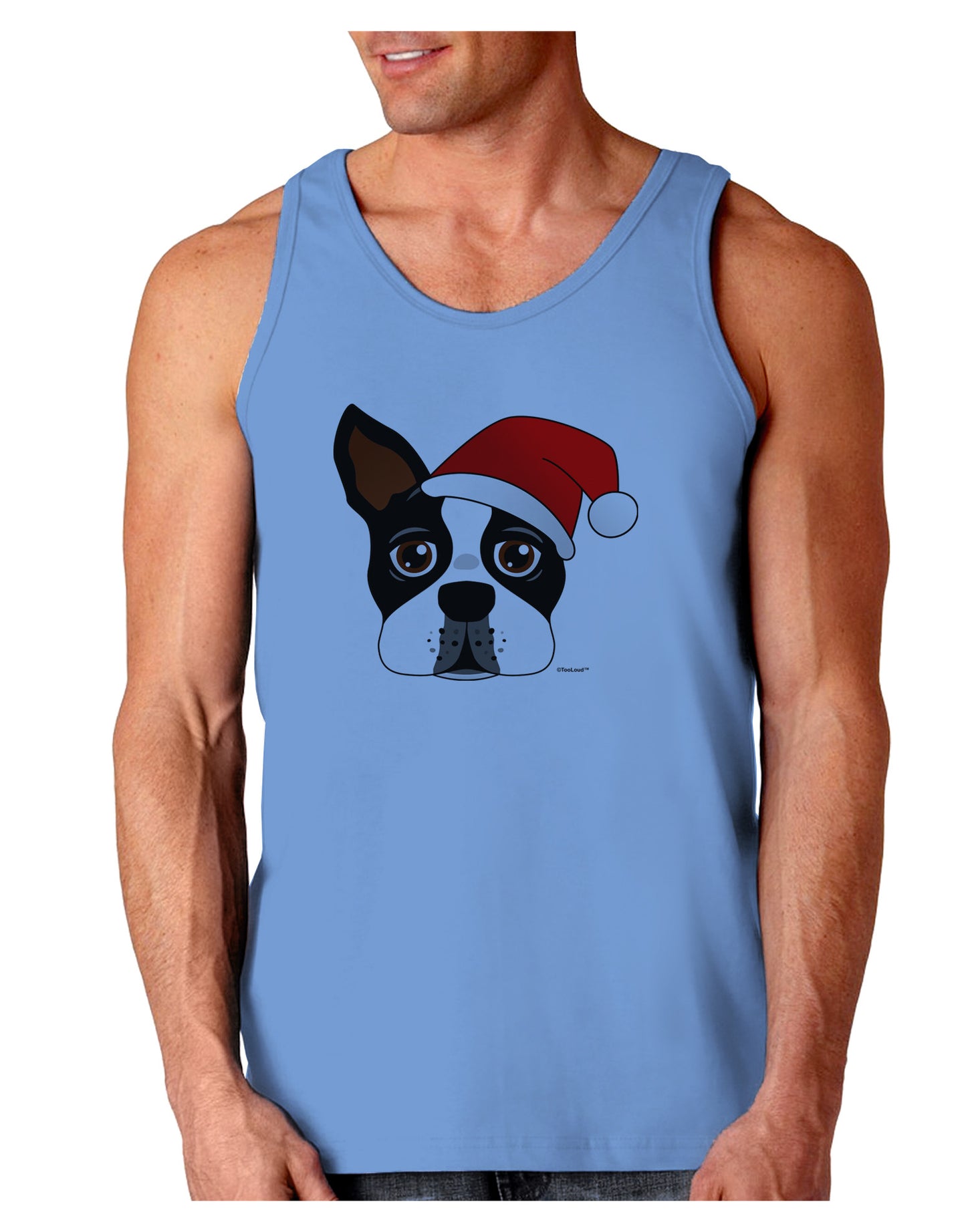 Cute Dog with Santa Hat - Christmas Loose Tank Top-Loose Tank Top-TooLoud-CarolinaBlue-Small-Davson Sales