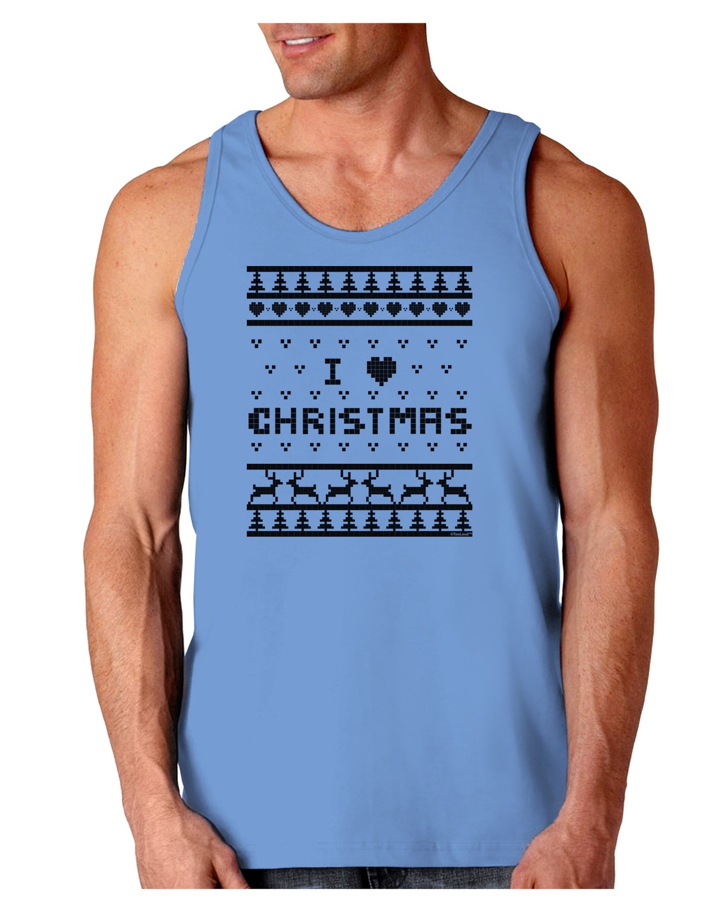 I Heart Christmas Ugly Christmas Sweater Loose Tank Top-Loose Tank Top-TooLoud-CarolinaBlue-Small-Davson Sales