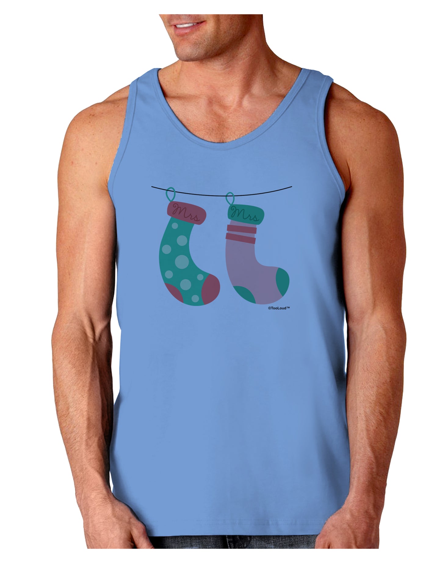 Cute Mrs and Mrs Christmas Couple Stockings Loose Tank Top by TooLoud-Loose Tank Top-TooLoud-CarolinaBlue-Small-Davson Sales