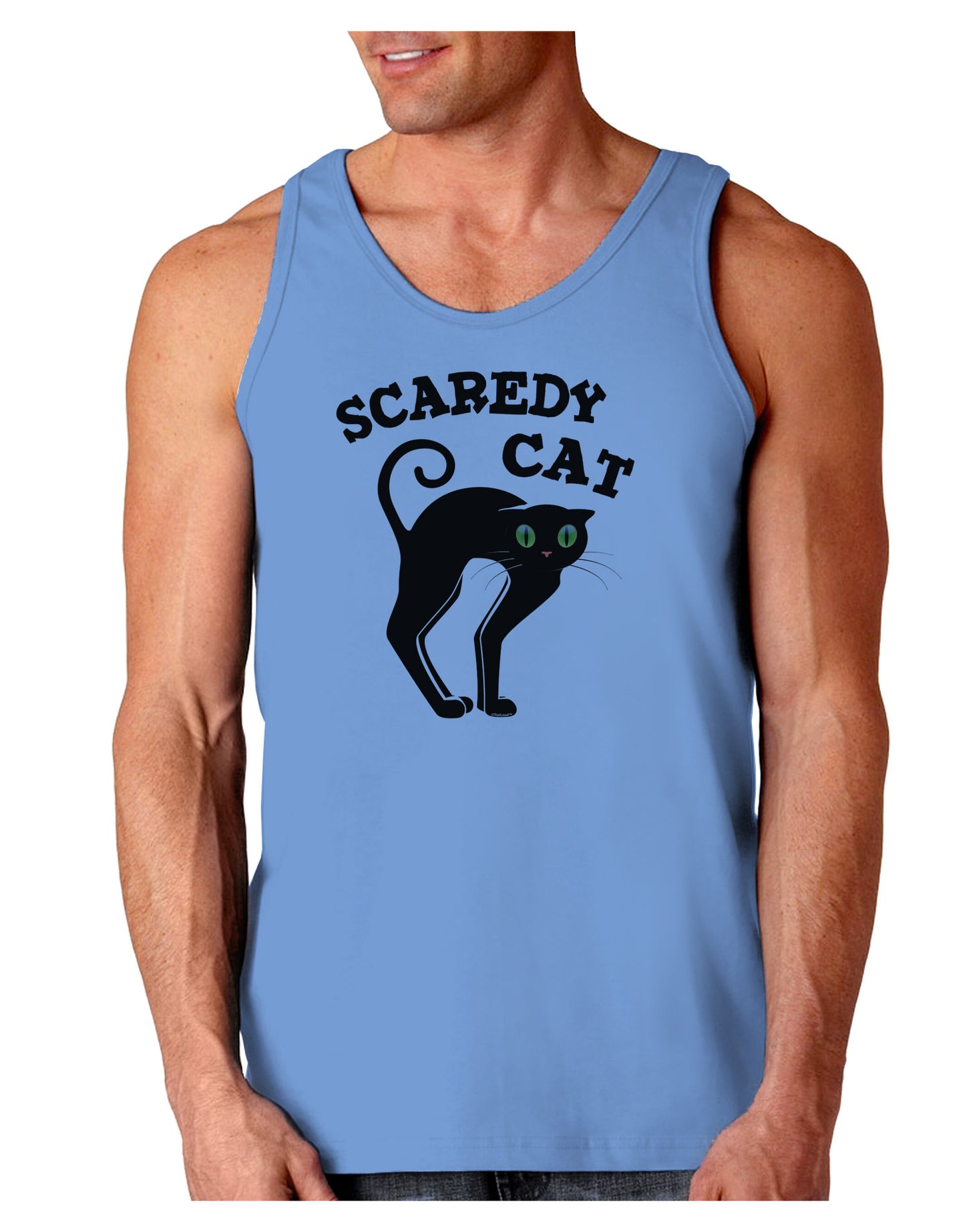 Cute Scaredy Cat Black Cat Halloween Loose Tank Top-Loose Tank Top-TooLoud-CarolinaBlue-Small-Davson Sales