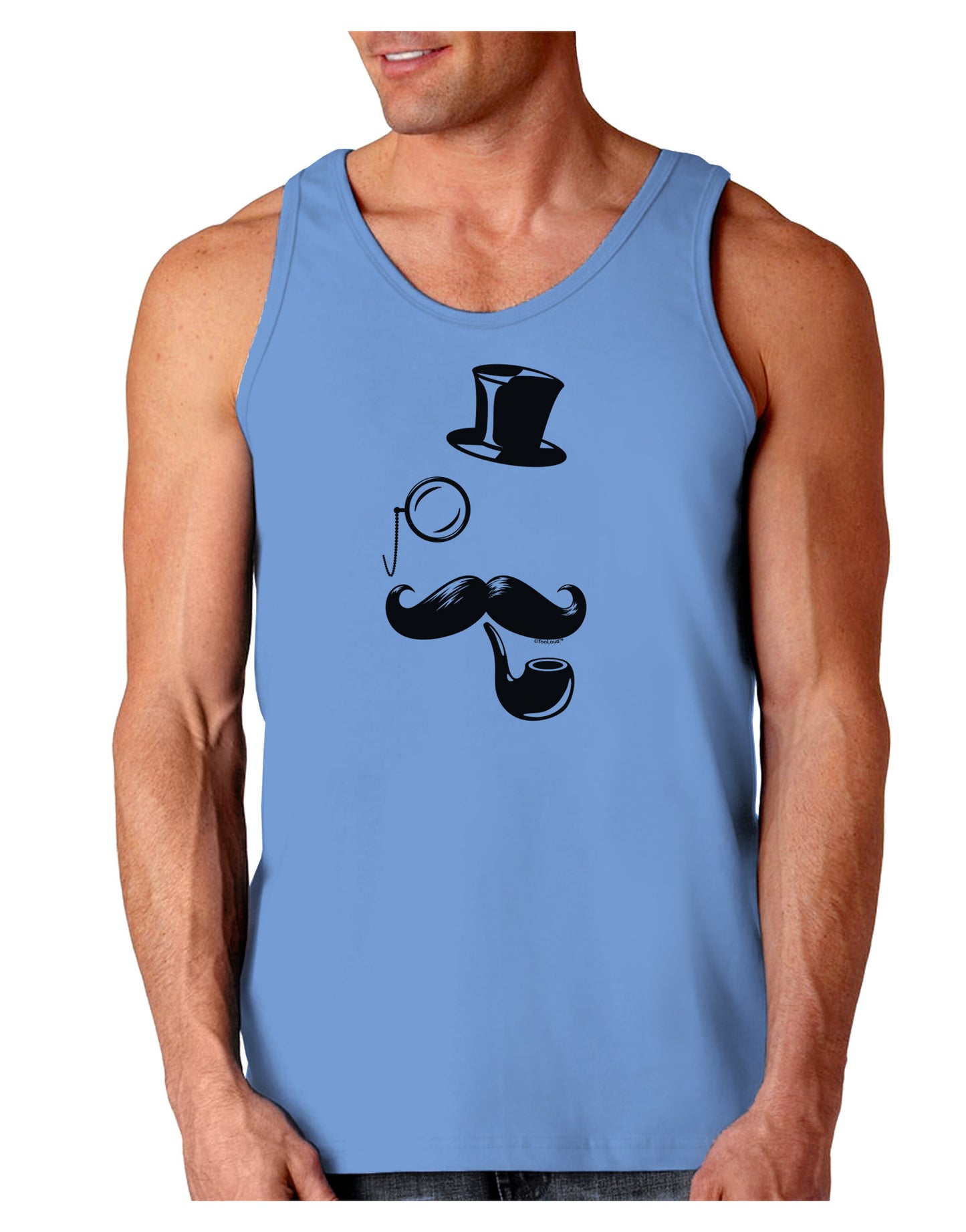 Tophat Mustache Pipe and Monocle Loose Tank Top-Loose Tank Top-TooLoud-CarolinaBlue-Small-Davson Sales