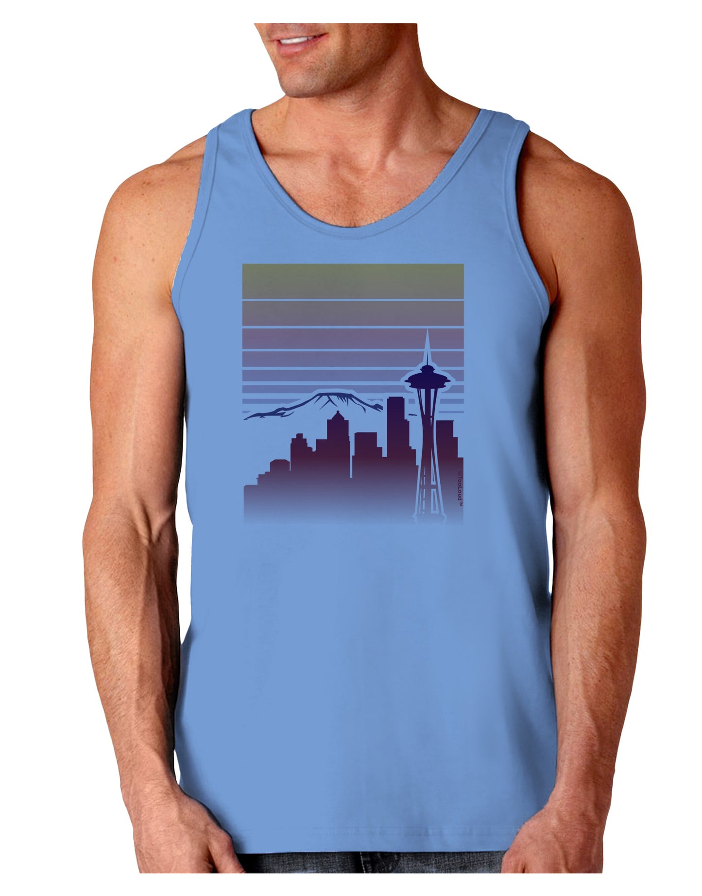 Seattle Skyline Sunrise Loose Tank Top-Loose Tank Top-TooLoud-CarolinaBlue-Small-Davson Sales