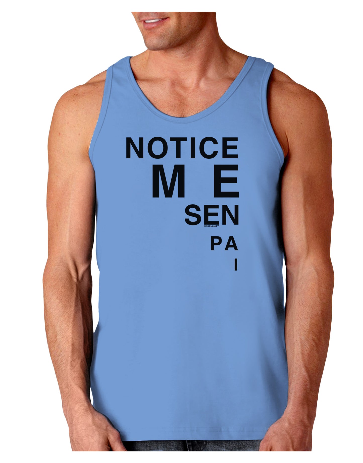 Notice Me Senpai Triangle Text Loose Tank Top-Loose Tank Top-TooLoud-CarolinaBlue-Small-Davson Sales