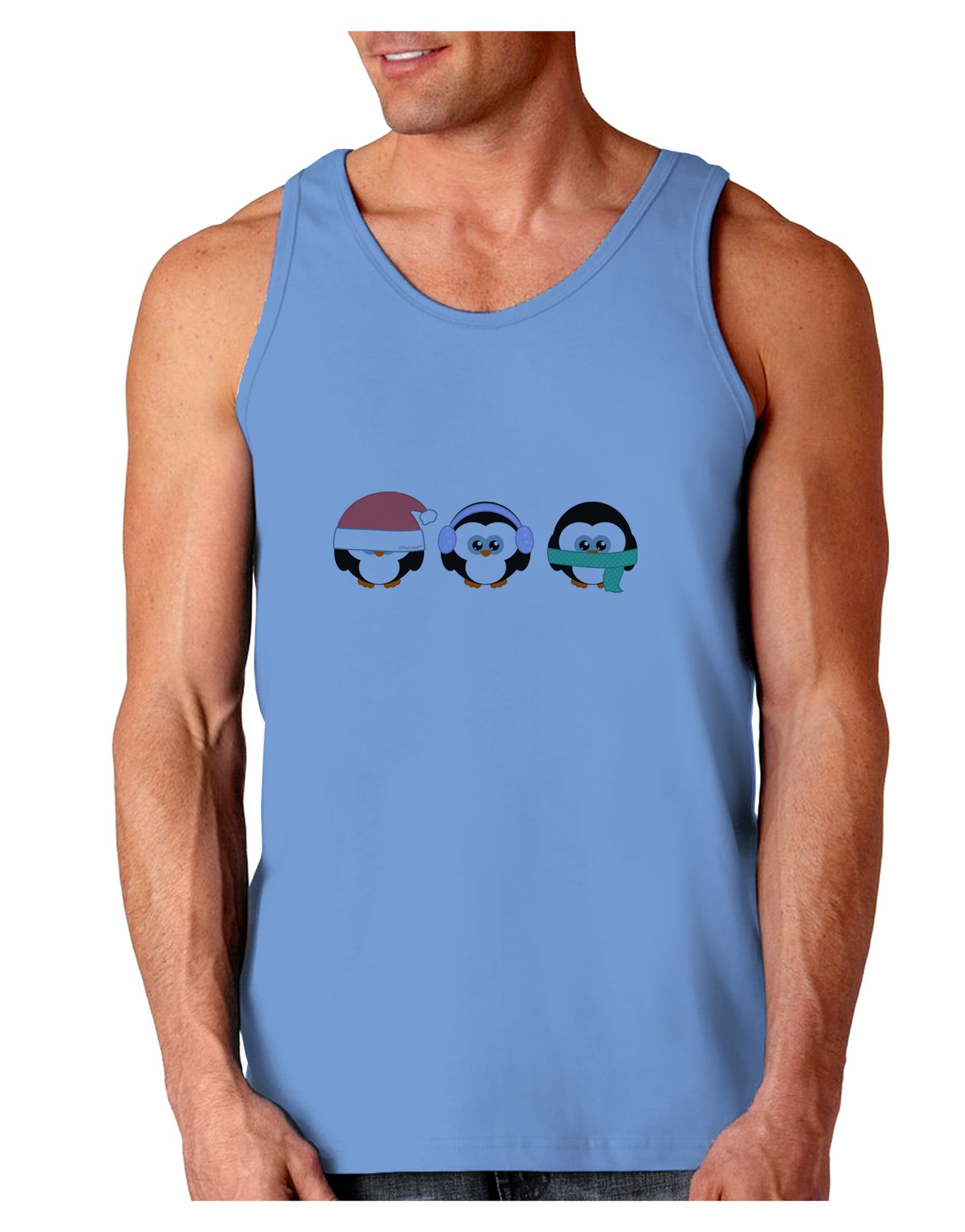 Christmas Penguins See No Evil Hear No Evil Speak No Evil Loose Tank Top-Loose Tank Top-TooLoud-CarolinaBlue-Small-Davson Sales