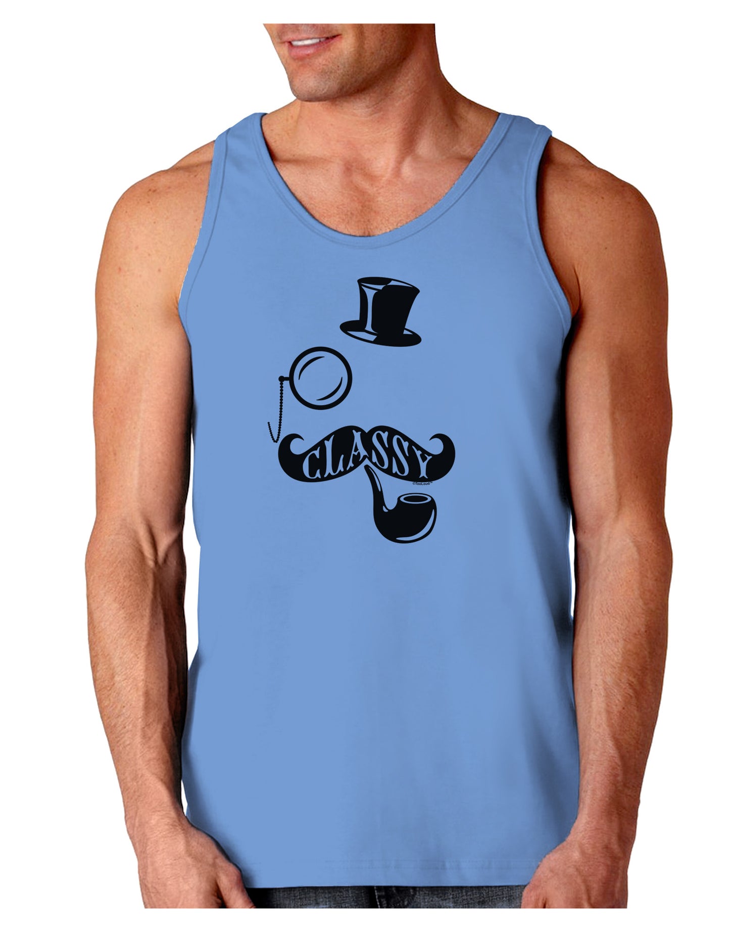 Classy Tophat Mustache Pipe and Monocle Loose Tank Top-Loose Tank Top-TooLoud-CarolinaBlue-Small-Davson Sales