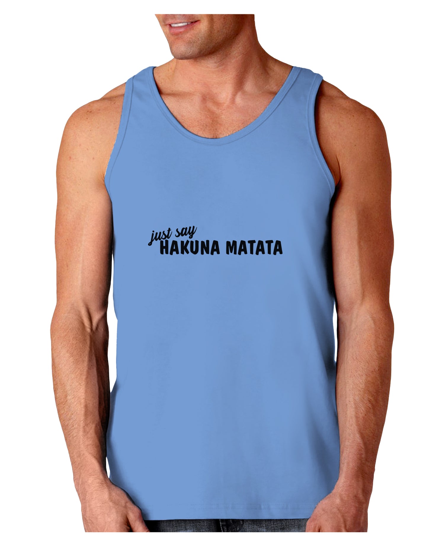 TooLoud Just Say Hakuna Matata Loose Tank Top-Mens-LooseTanktops-TooLoud-CarolinaBlue-Small-Davson Sales