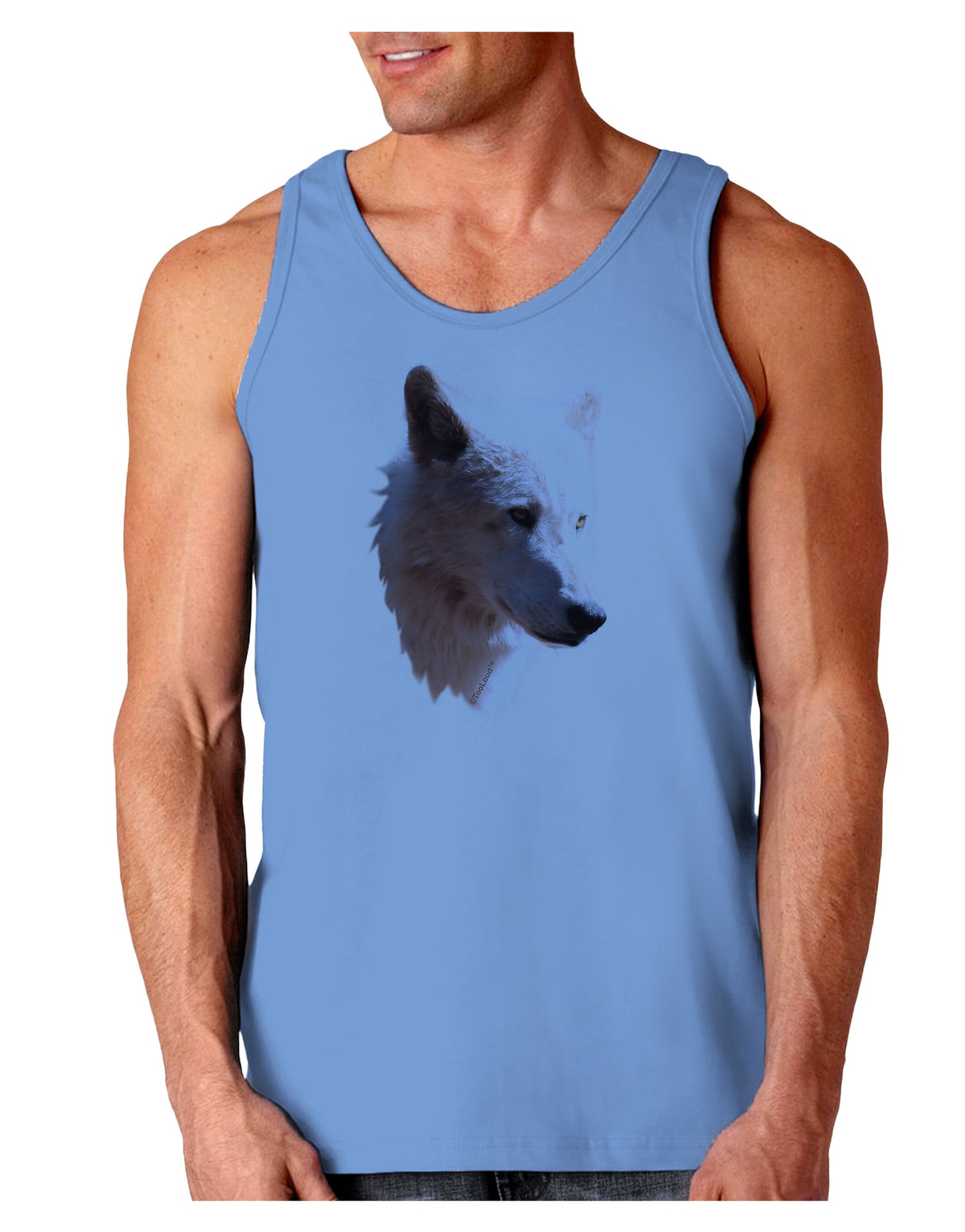 Magnificent White Wolf Head Loose Tank Top-Loose Tank Top-TooLoud-CarolinaBlue-Small-Davson Sales