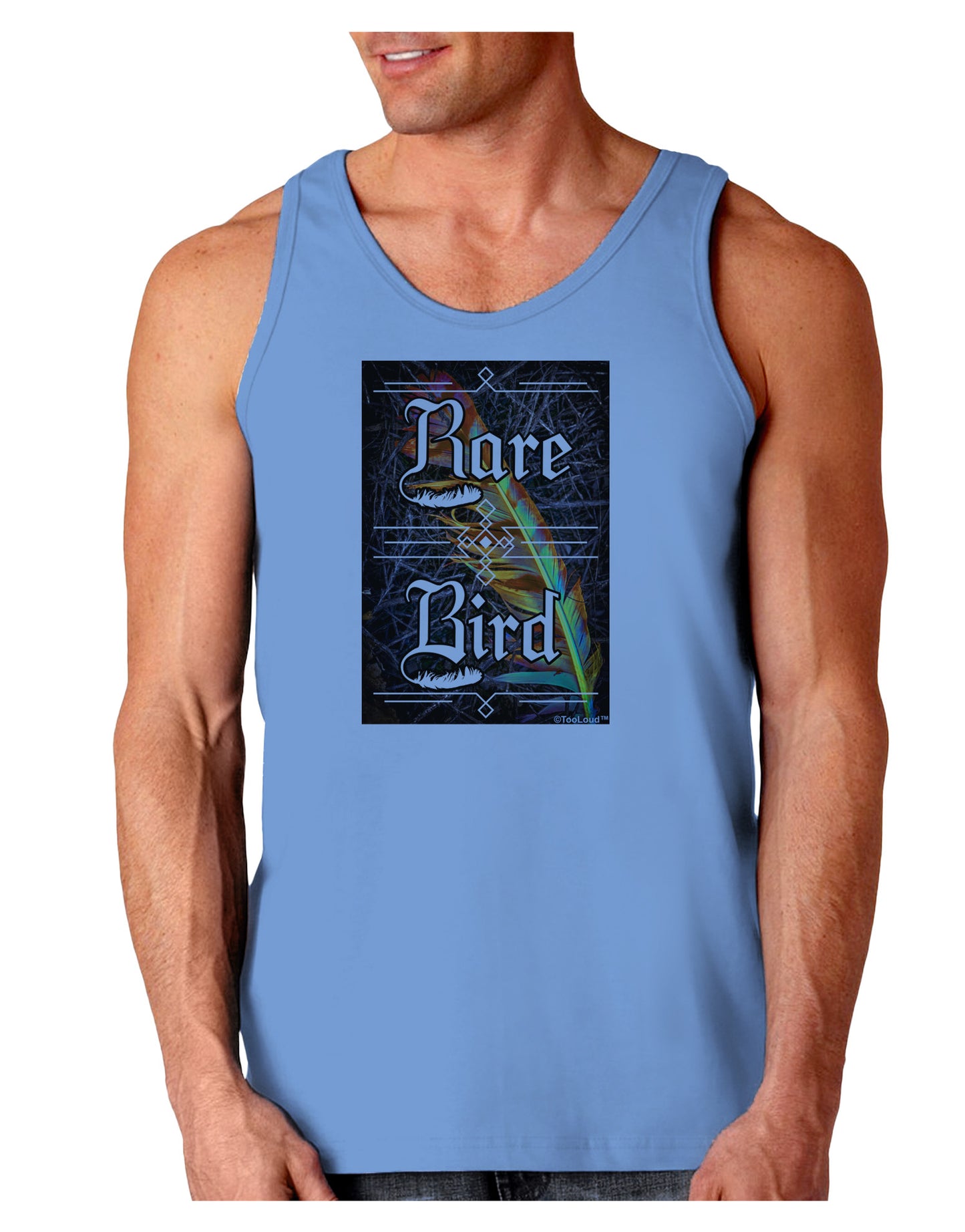 Rare Bird - Colorful Feather Loose Tank Top-Loose Tank Top-TooLoud-CarolinaBlue-Small-Davson Sales