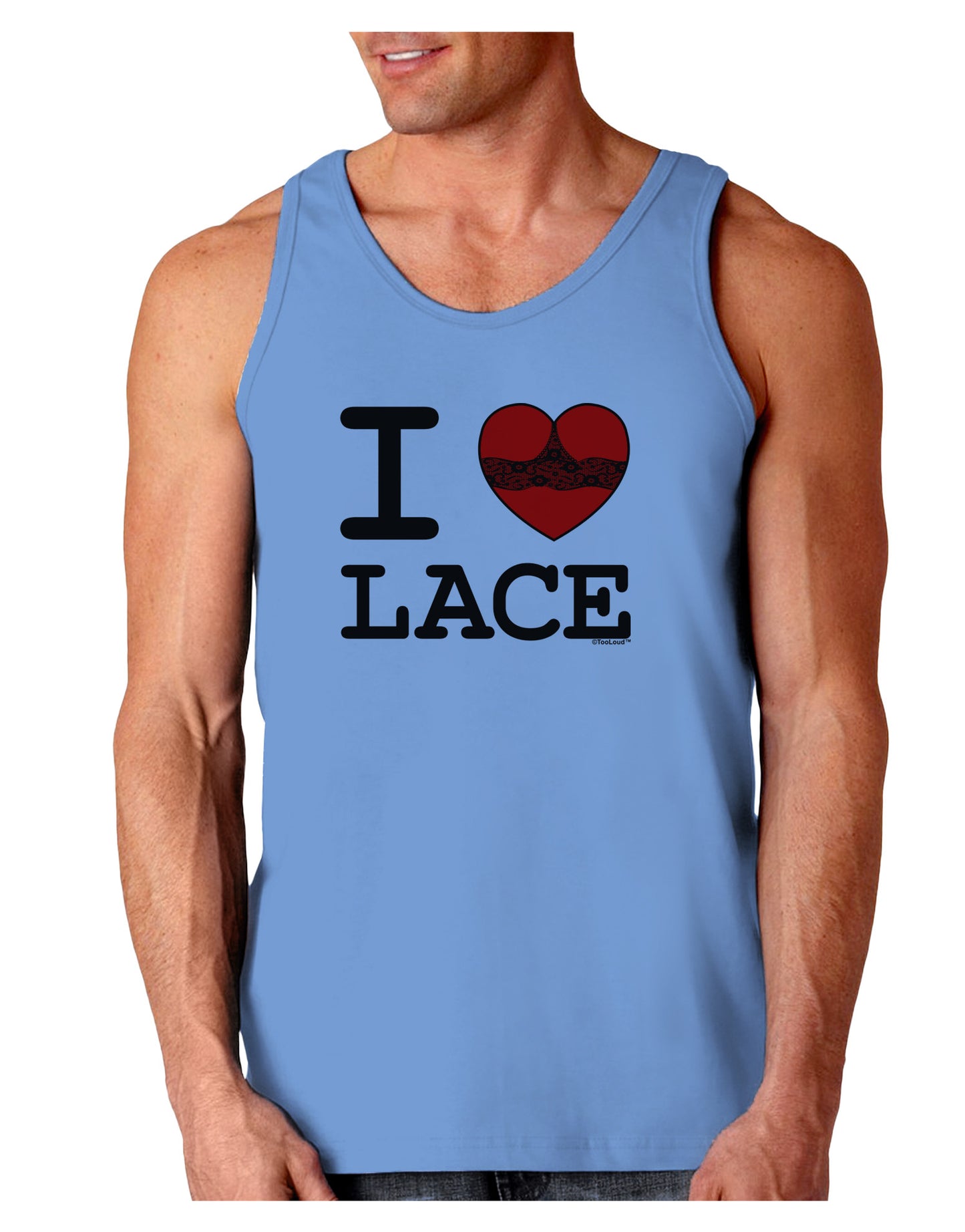 I Love Heart Lace Loose Tank Top-Loose Tank Top-TooLoud-CarolinaBlue-Small-Davson Sales