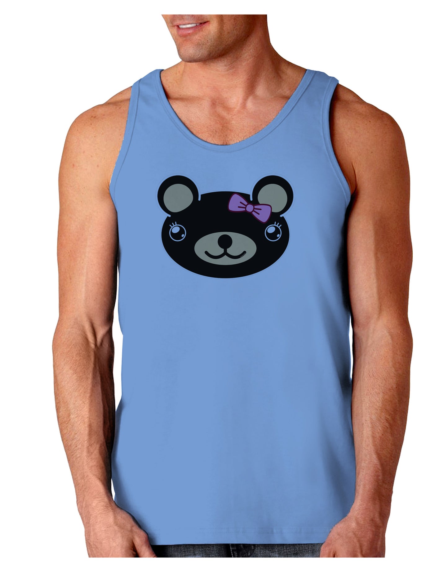 Kyu-T Head - Night Beartholomea Girl Teddy Bear Loose Tank Top-Loose Tank Top-TooLoud-CarolinaBlue-Small-Davson Sales