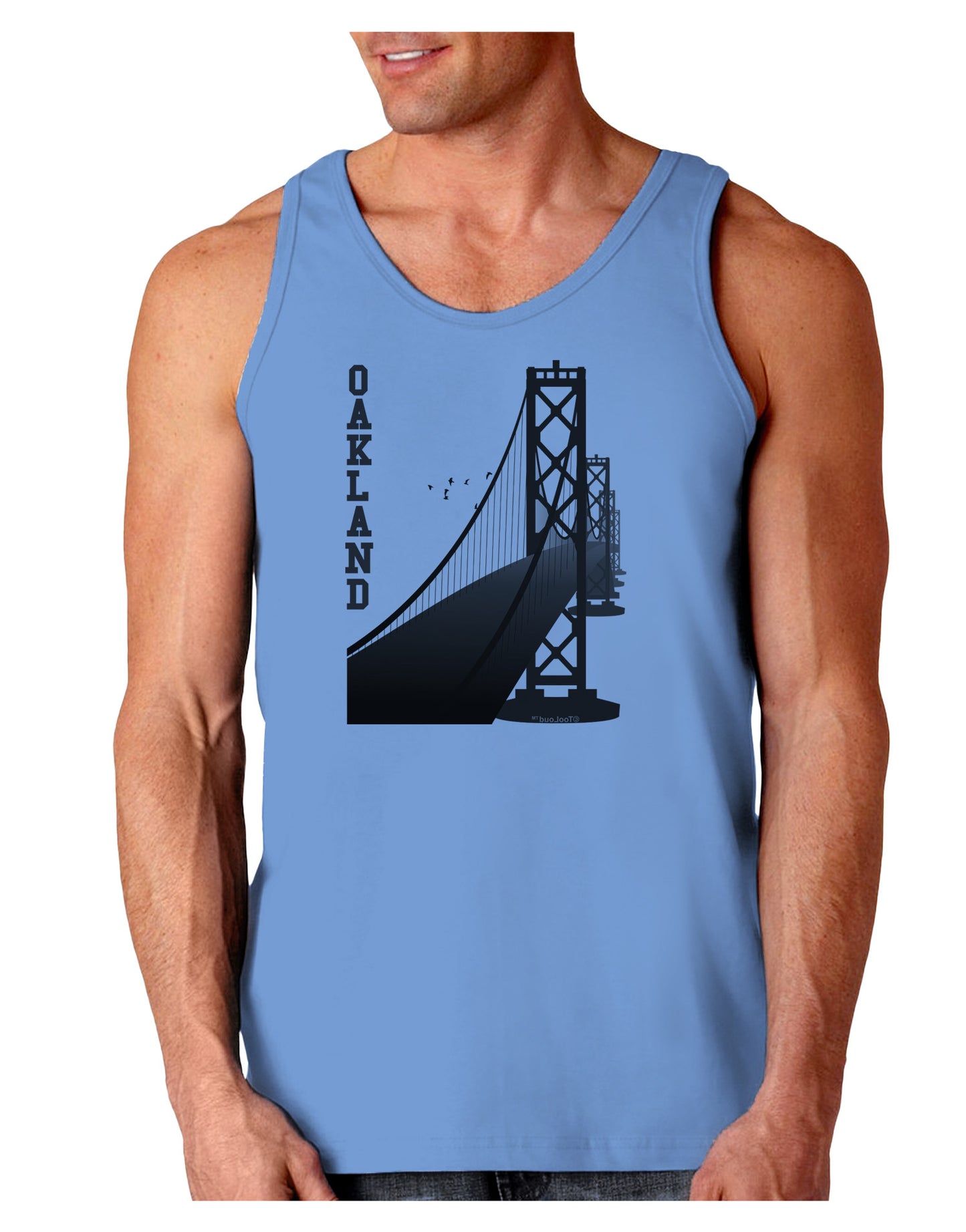 Oakland Text Bay Bridge Loose Tank Top-Loose Tank Top-TooLoud-CarolinaBlue-Small-Davson Sales