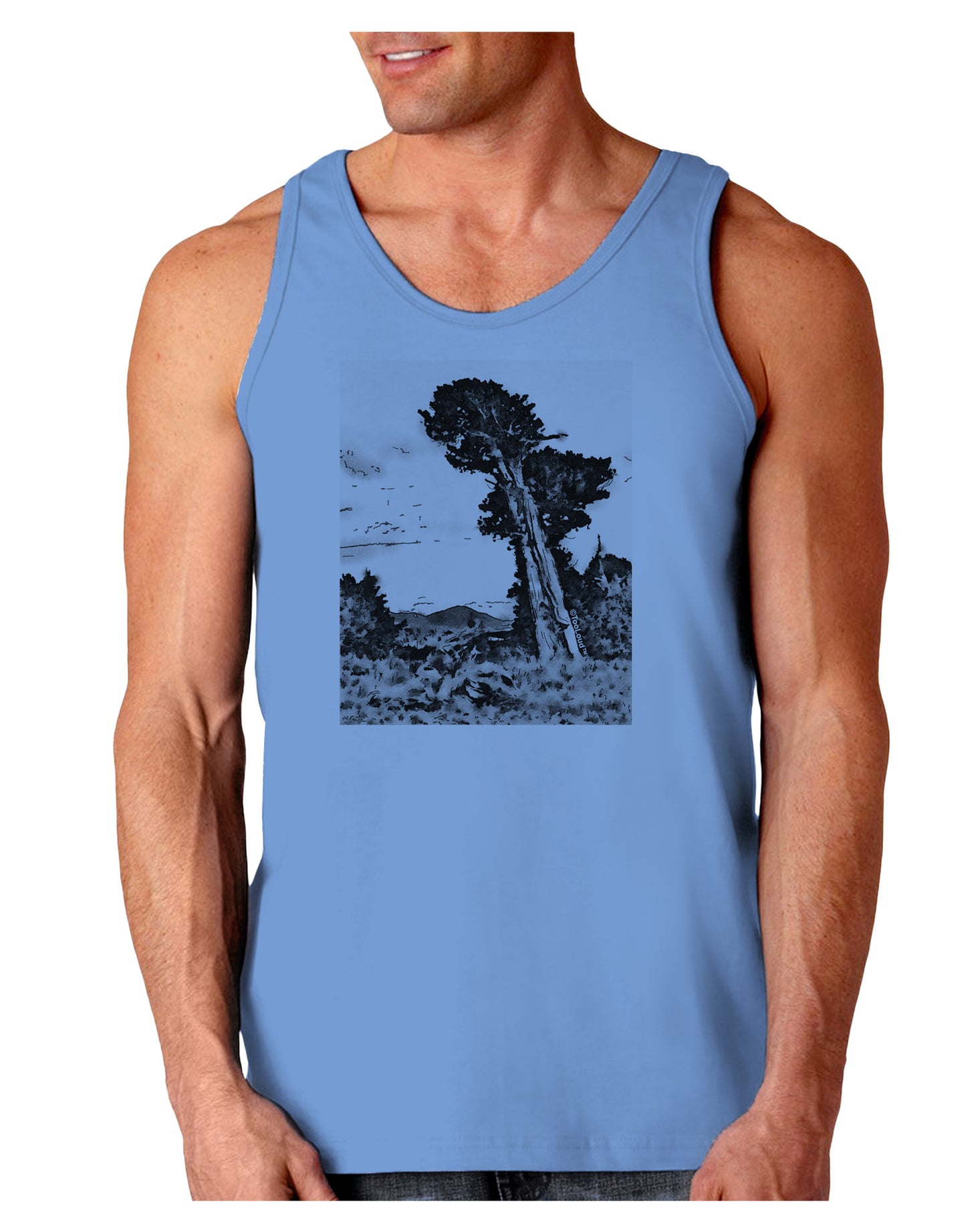 Colorado Landscape Watercolor BW Loose Tank Top-Loose Tank Top-TooLoud-CarolinaBlue-Small-Davson Sales