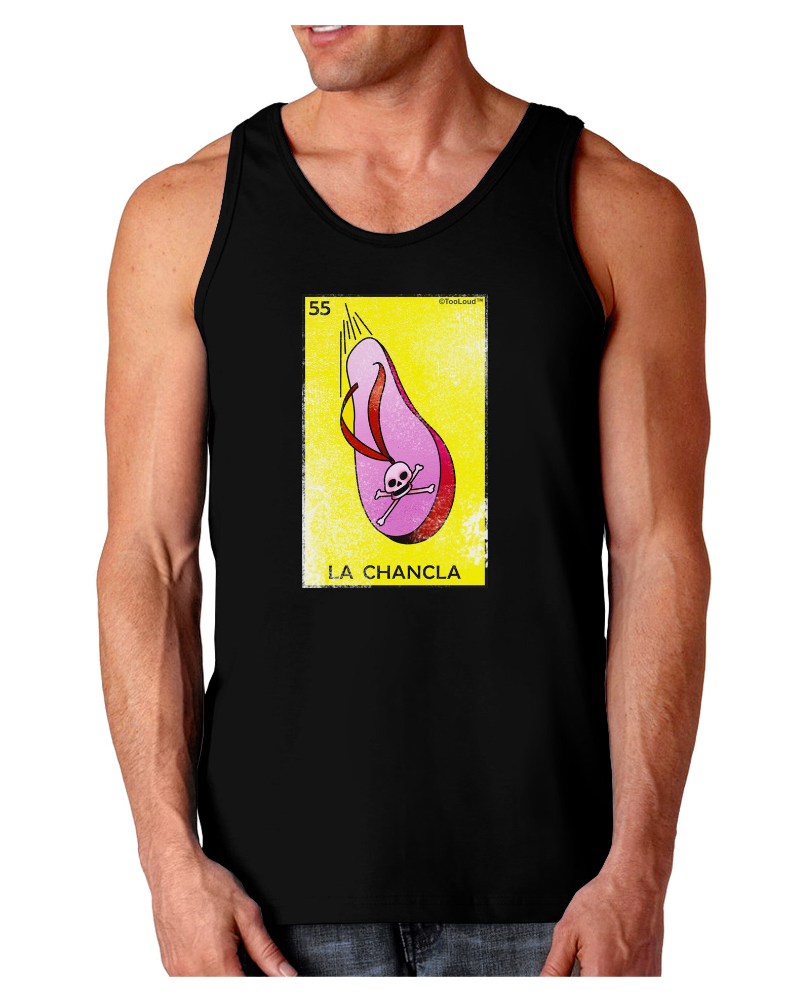 La Chancla Loteria Distressed Dark Loose Tank Top by-Mens Loose Tank Top-TooLoud-Black-Small-Davson Sales