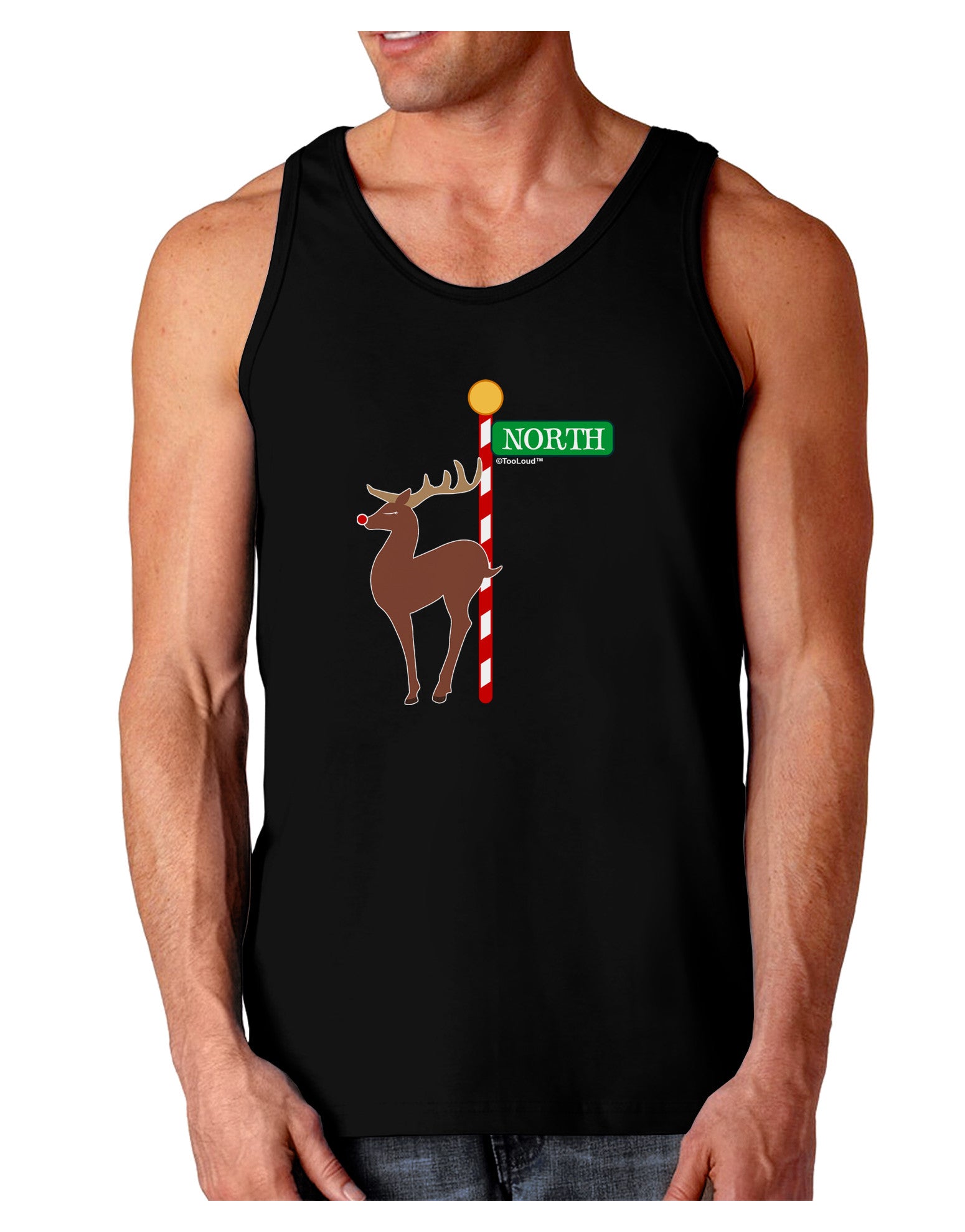 Rudolf Ratchet Reindeer Color Dark Loose Tank Top-Mens Loose Tank Top-TooLoud-Black-Small-Davson Sales
