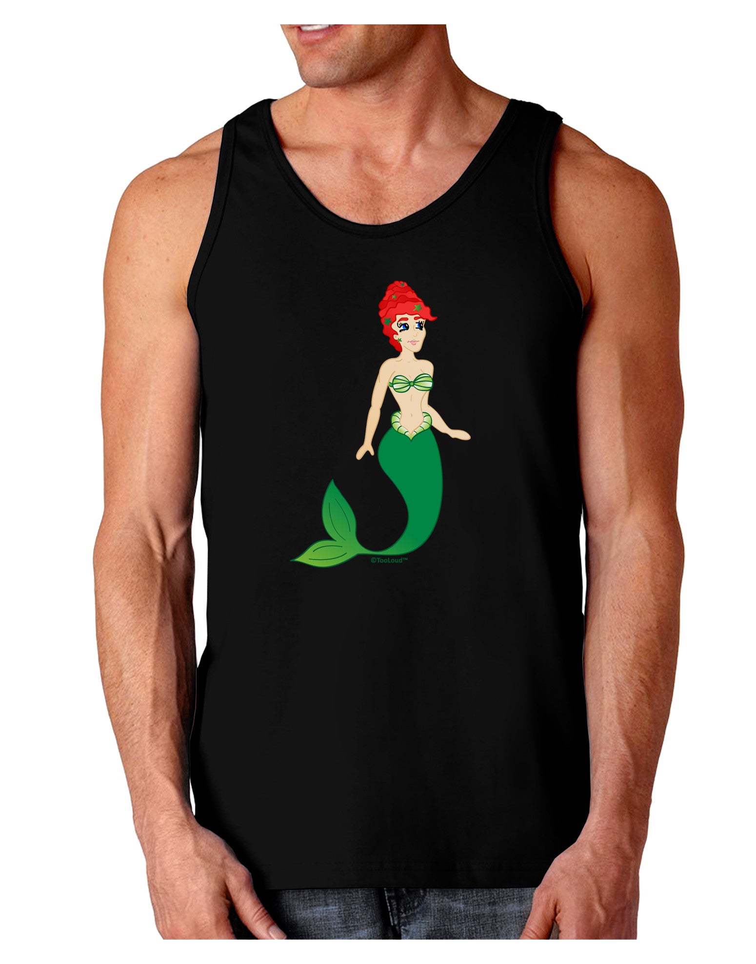 Mermaid Design - Green Dark Loose Tank Top-Mens Loose Tank Top-TooLoud-Black-Small-Davson Sales
