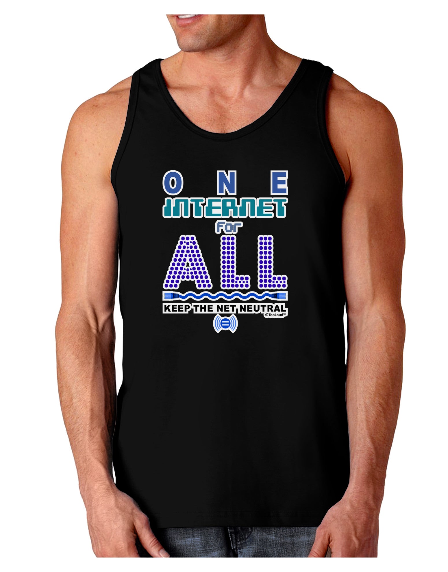One Internet For All Keep The Net Neutral Dark Loose Tank Top-Mens Loose Tank Top-TooLoud-Black-Small-Davson Sales