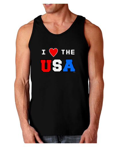 I Love Heart the USA Dark Loose Tank Top-Mens Loose Tank Top-TooLoud-Black-Small-Davson Sales